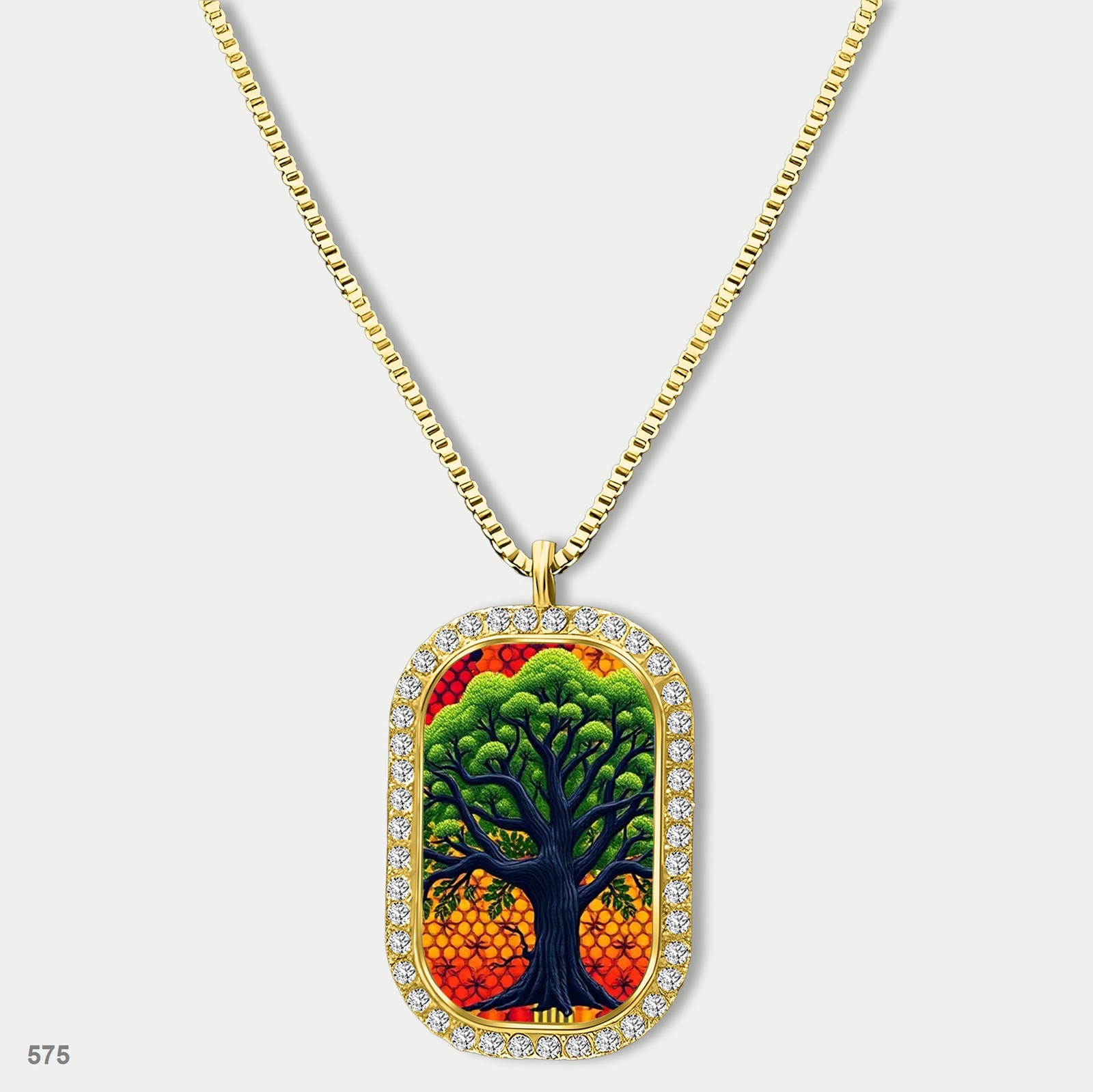 New Colorful Tree of Life Pendant Necklace Chain Printed Dog Tag Chain Gift Desi