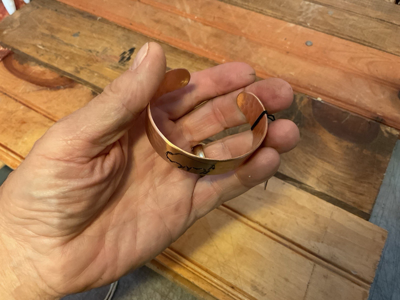 Handcrafted Buffalo Engraved Copper Bracelet...Ethically Sourced...Ships Free