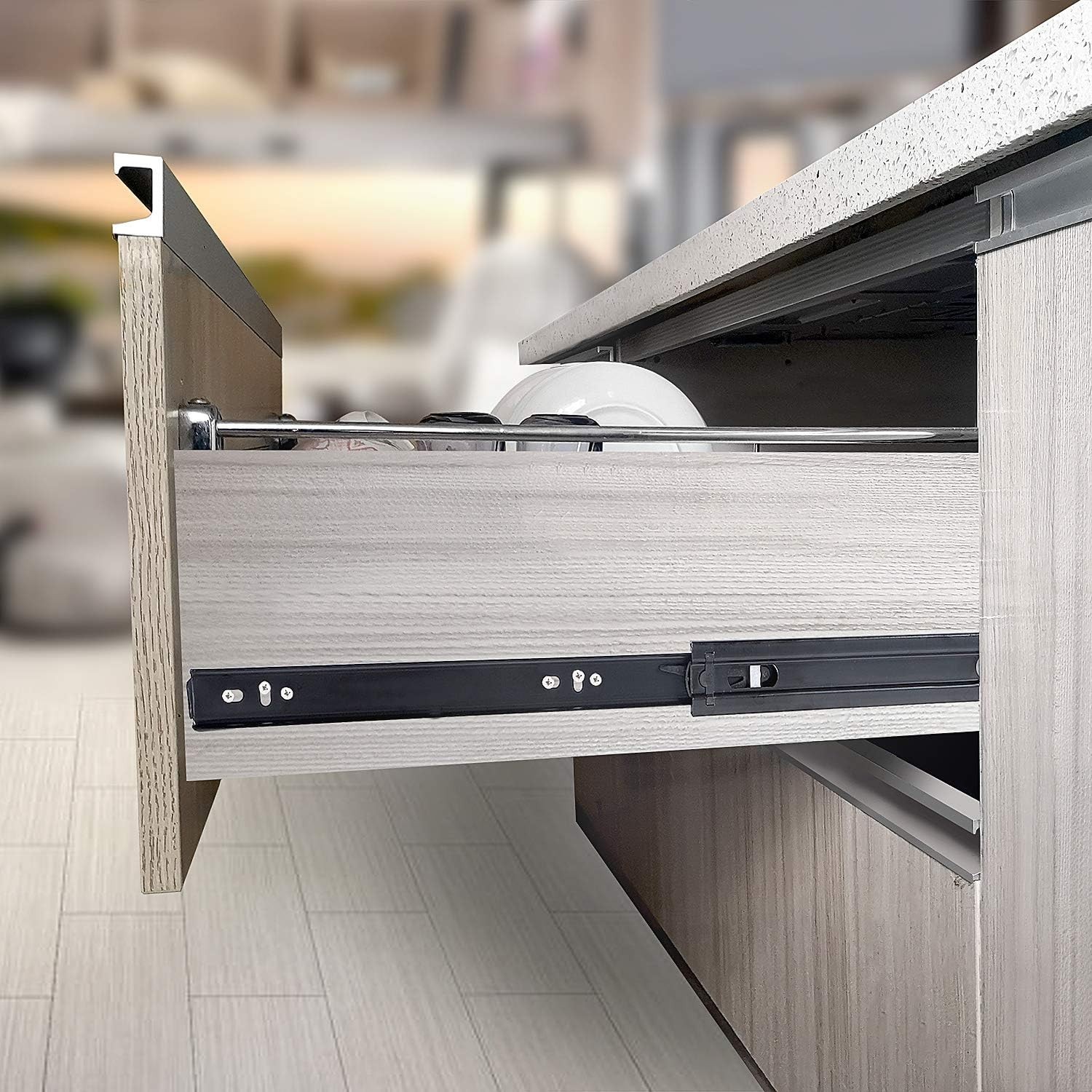 2 PCS Heavy-Duty 10 Inch Full Extension Drawer Slides - Black Steel Rails