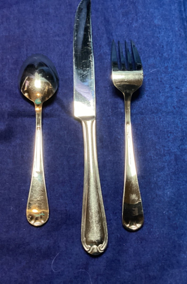 3 Reed & Barton COLBY Stainless Flatware • dinner / tea spoon, fork, knife