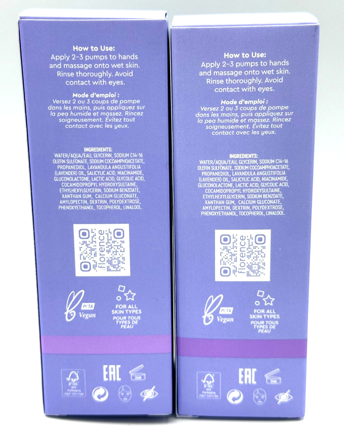 Lot/2 Florence By Mills Clear The Way Clarifying Face Wash ~ 3.4 oz / 100 ml x 2