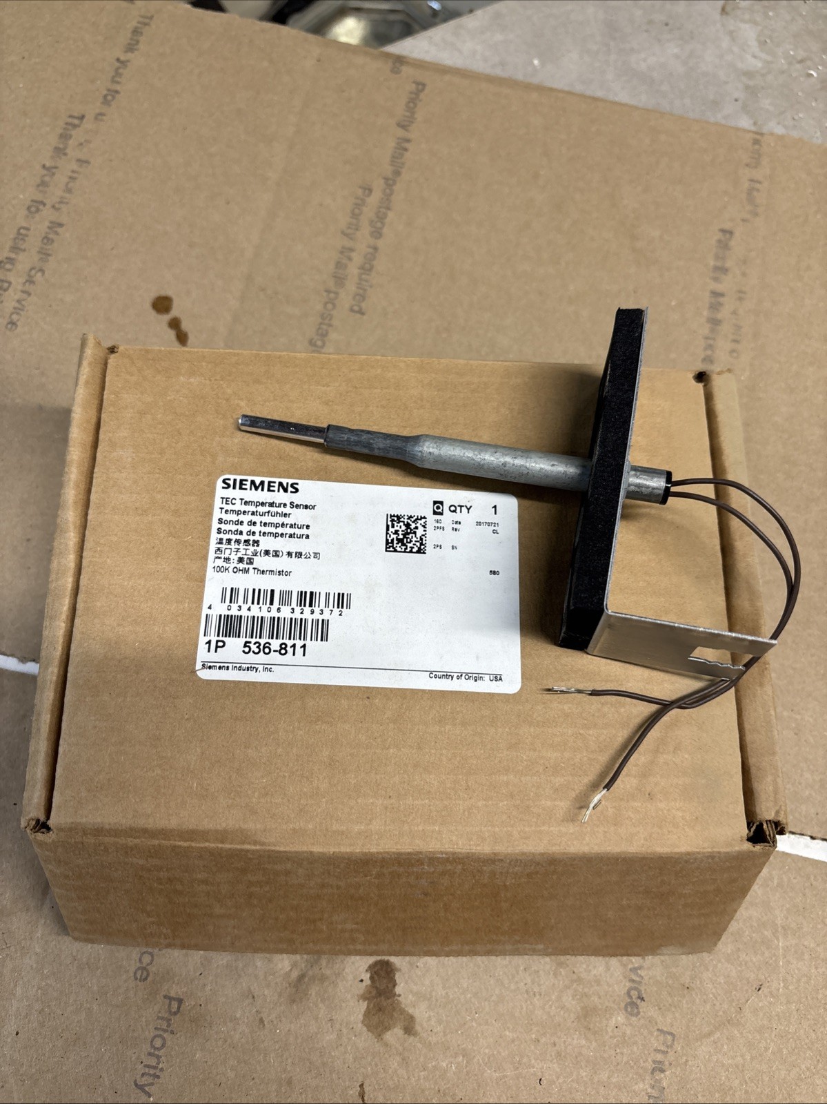 SIEMENS 536-811 DISCHARGE AIR SENSOR