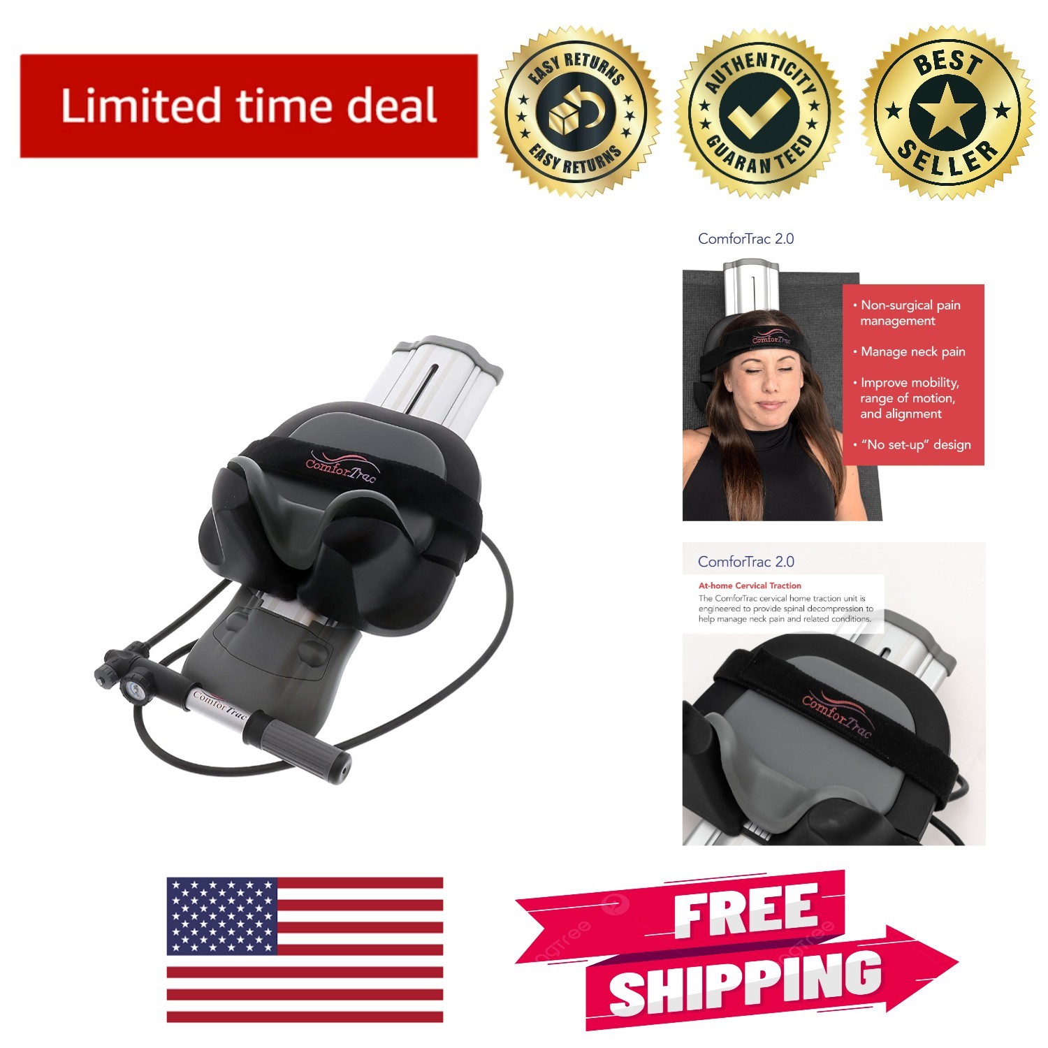 Customizable Home Traction Device for Neck Relief - Carrying Case Included