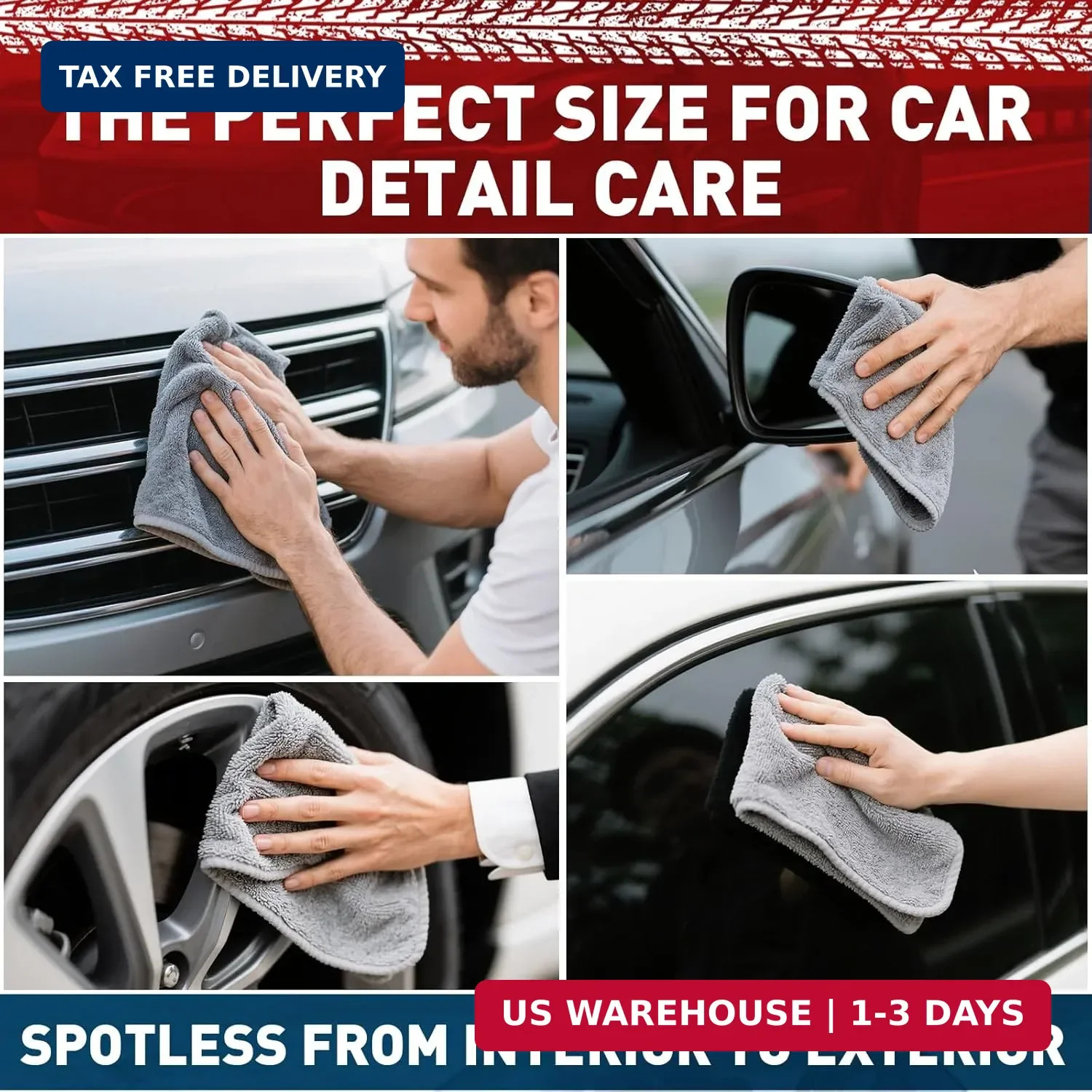 Microfiber Cleaning Cloths Bulk-15 Pack, Gray Microfiber Towels for Cars,