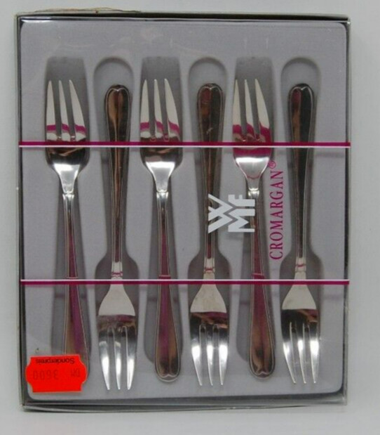 WMG Cromargan Nurnberg 6 Cake Forks Stainless Steel 18/10 in Box 6.25"