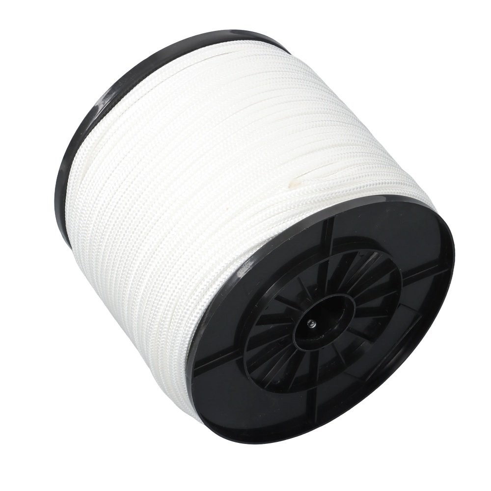 1/4 Inch Nylon Rope 500 Foot Spool 100% Nylon Solid Braid Rope Dyeable White