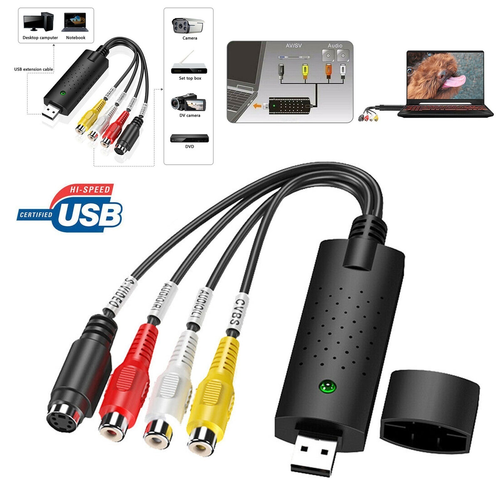 💫USB 2.0 Video Capture Card VCR VHS to Digital DVD Converter for Windows 10