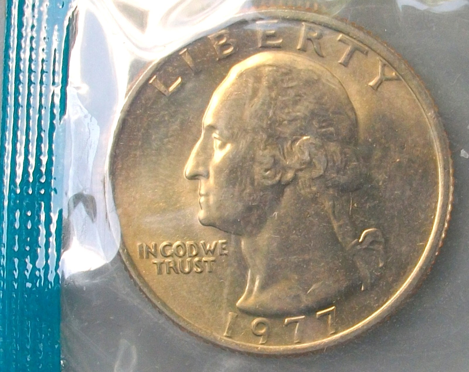 1977-P WASHINGTON QUARTER IN U.S. MINT CELLO BU FREE SHIPPING pywwwt