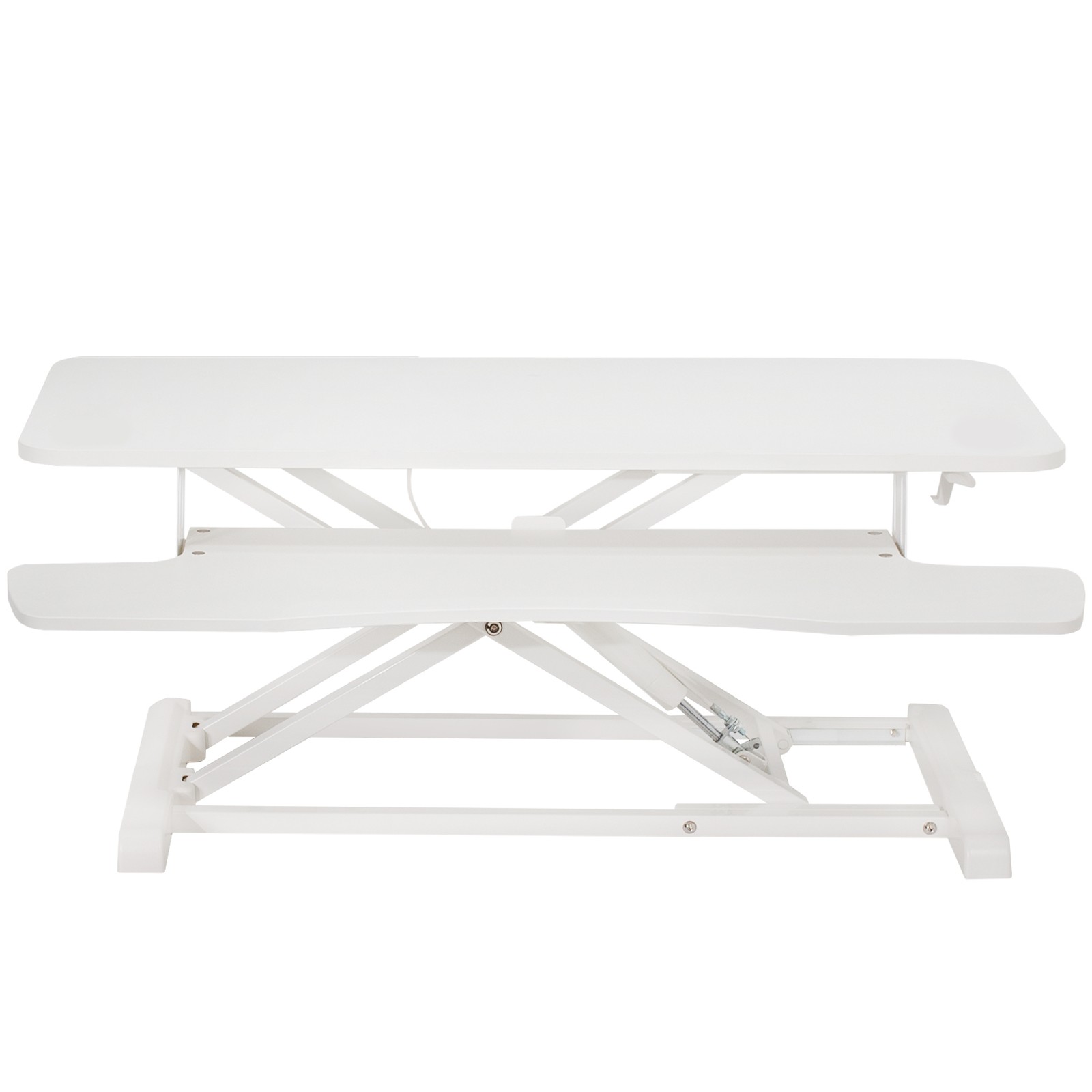 VIVO White Height Adjustable 36" Standing Desk Monitor Riser, Sit Stand Tabletop