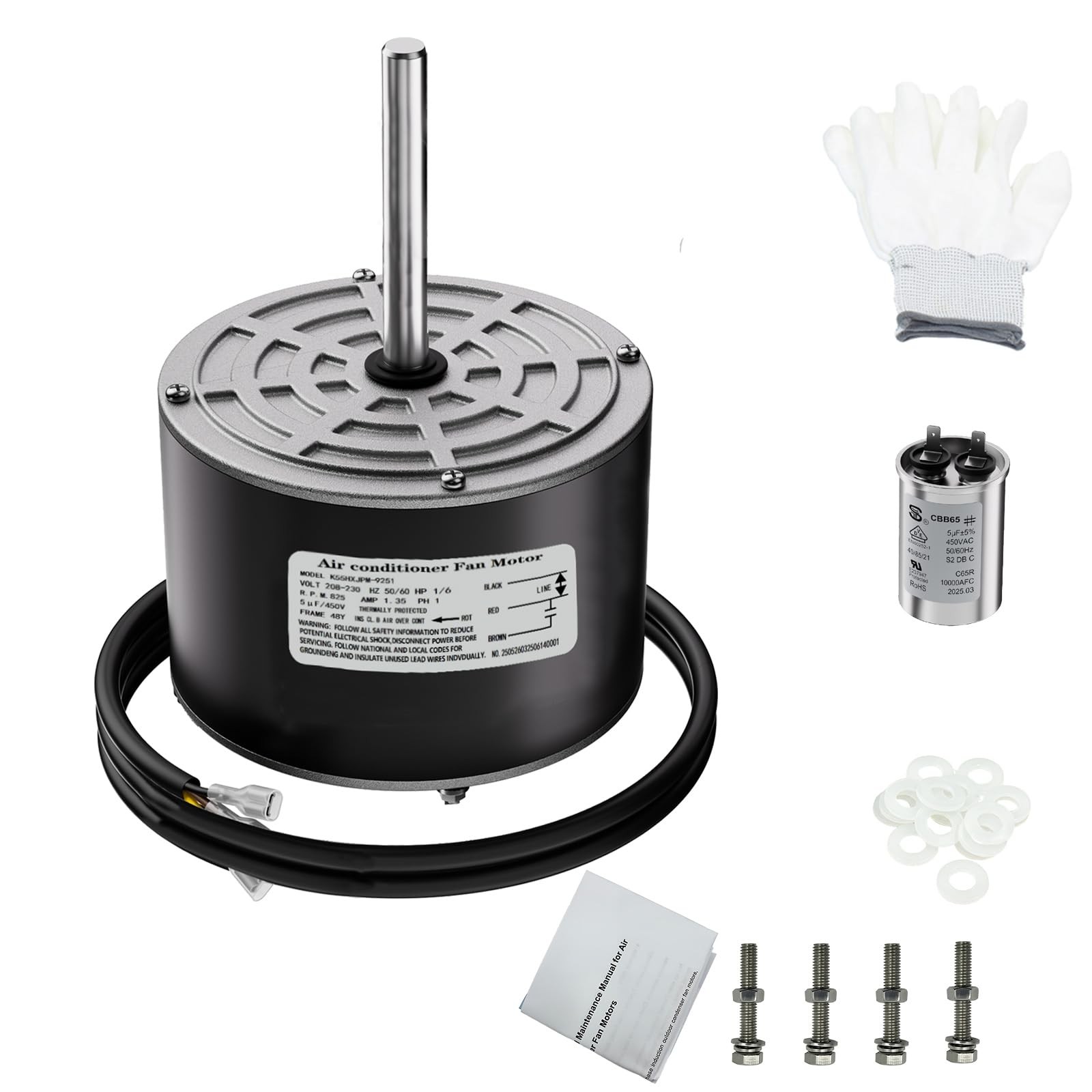 upmbzie K55HXJPM-9251 1/6 HP 825 RPM Condenser Fan Motor Compatible Replacement-