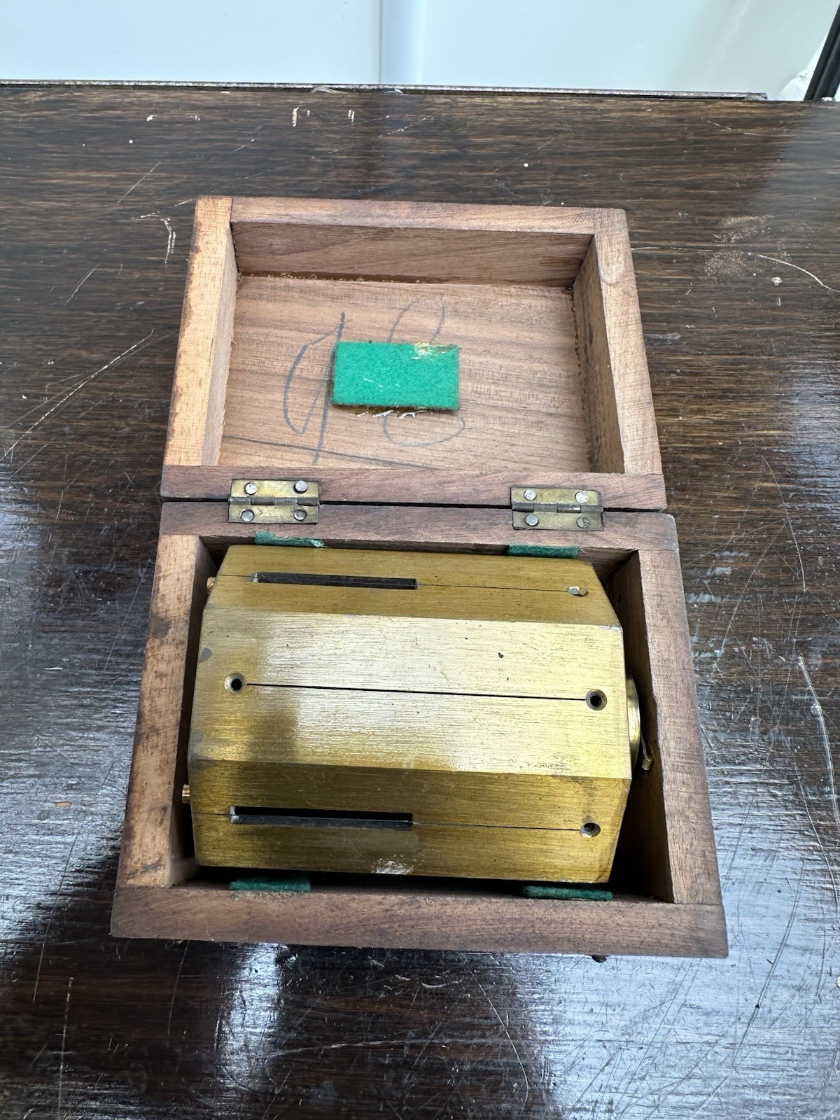 Antique Brass Surveying Square In Original Box