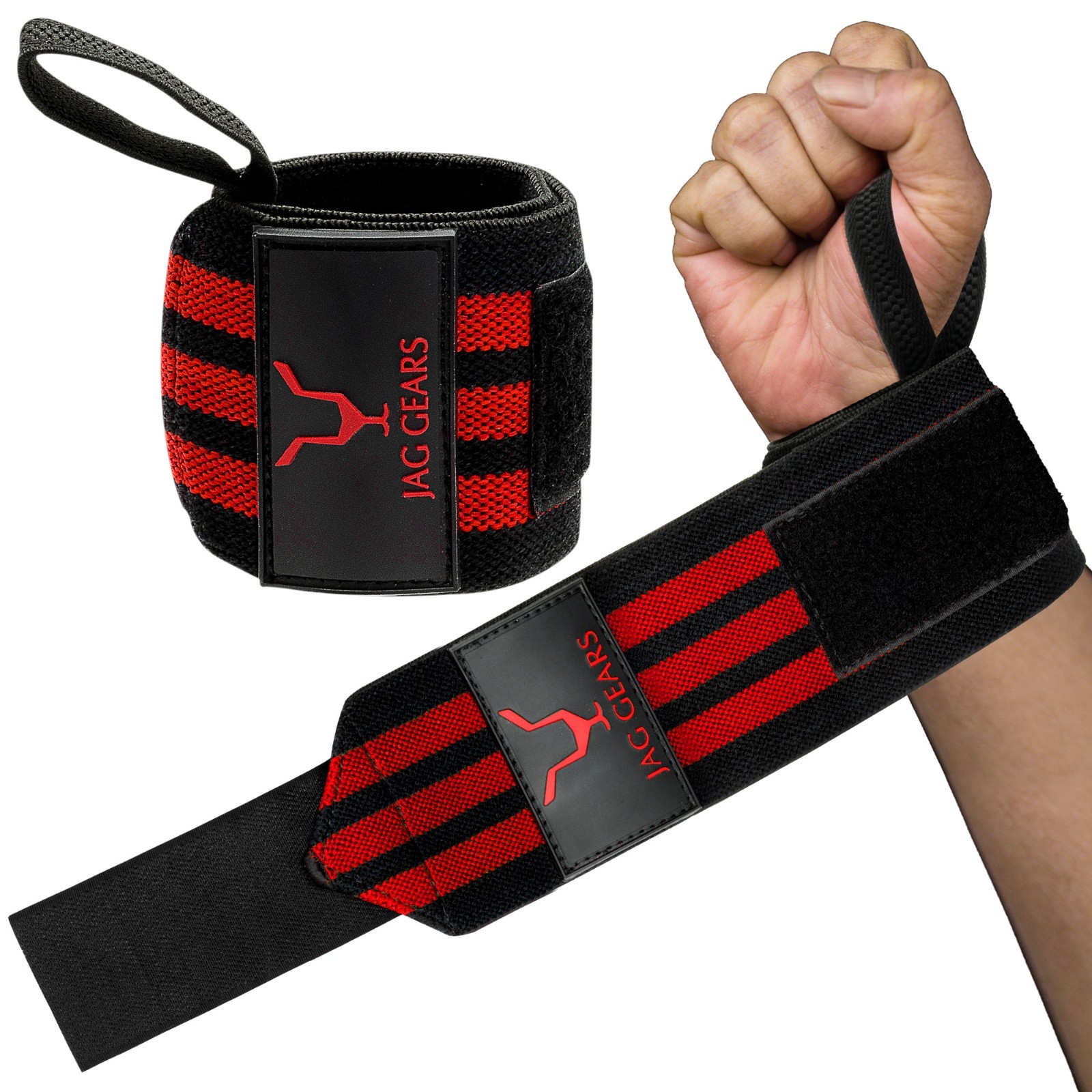 JAG GEAR Wrist Wraps for Weightlifting, Powerlifting, Gym, Red