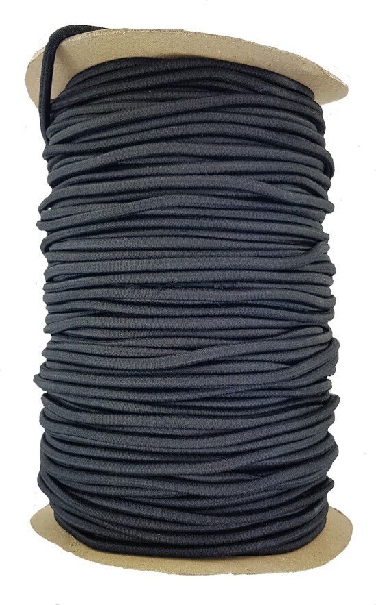 Elastic Cord 5 mm round sold in lengths of 2,3,4,5, Metres Black