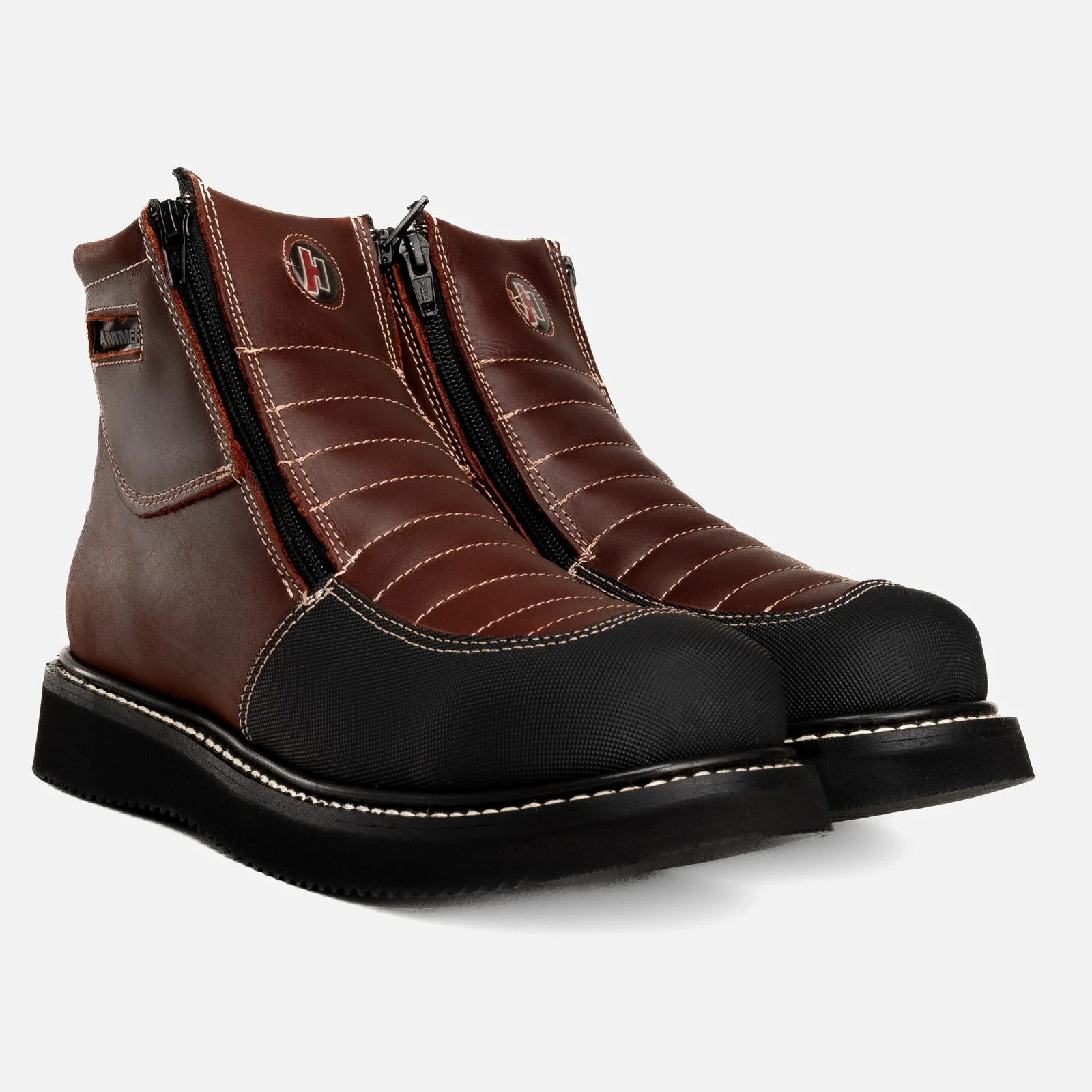 HAMMER HM338 Dual Zipper Work Boots EE Wide Wine Men’s Thermal Lining