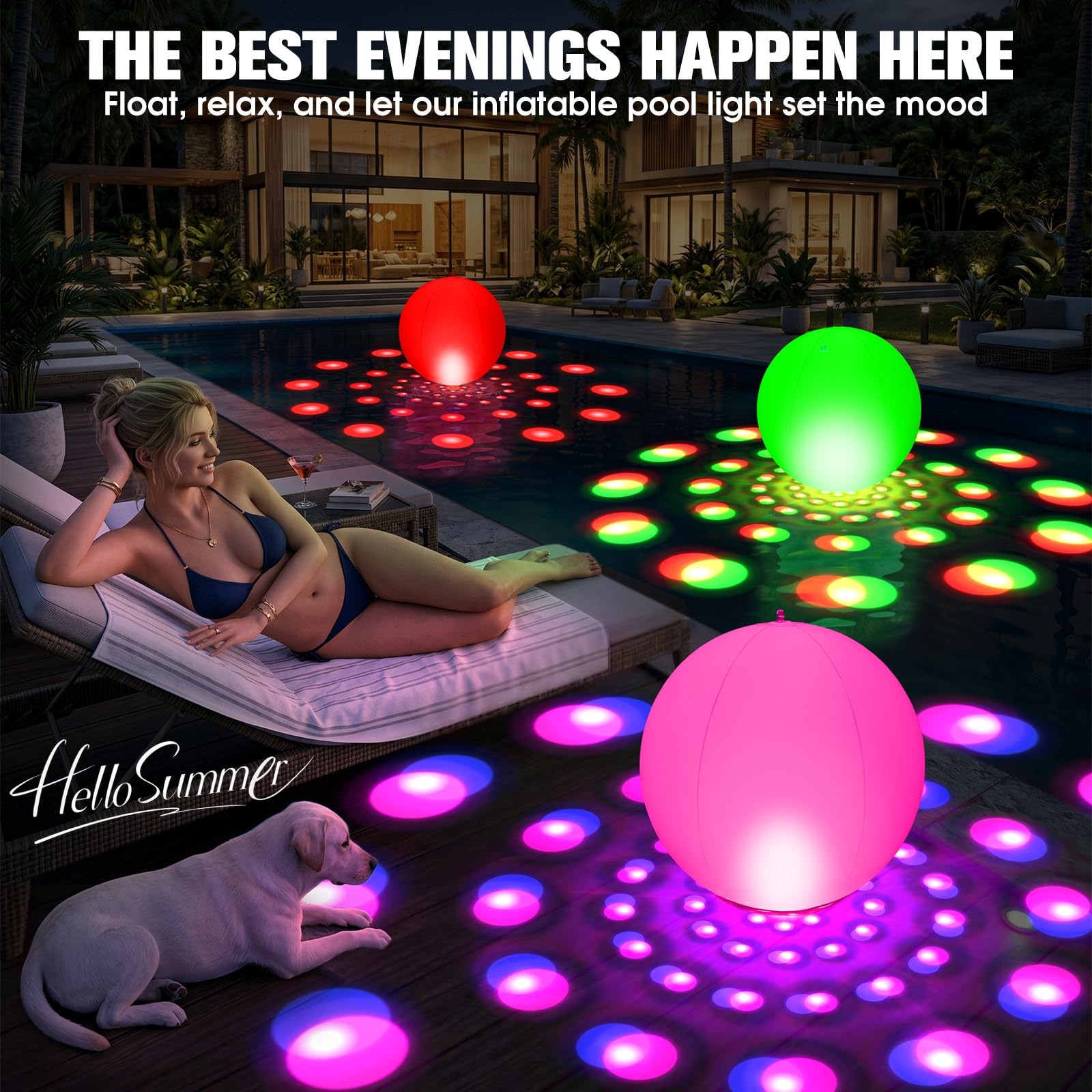 Lanpool Floating Pool Lights 15 Inflatable Solar Powered Pool Lights That