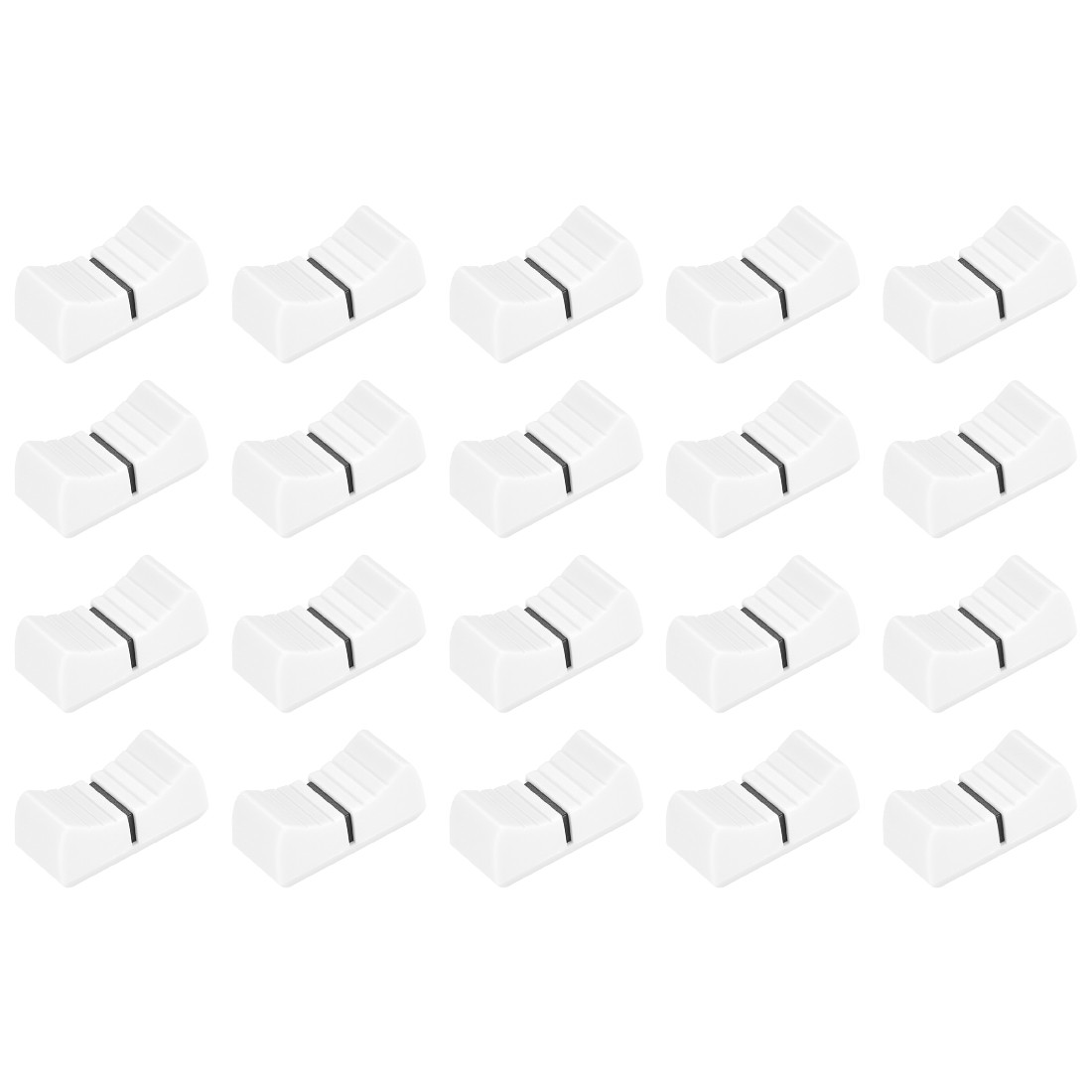 20 Pack 24mmx11mmx10mm Console Mixer Slider Fader Knob White Knob Black Mark