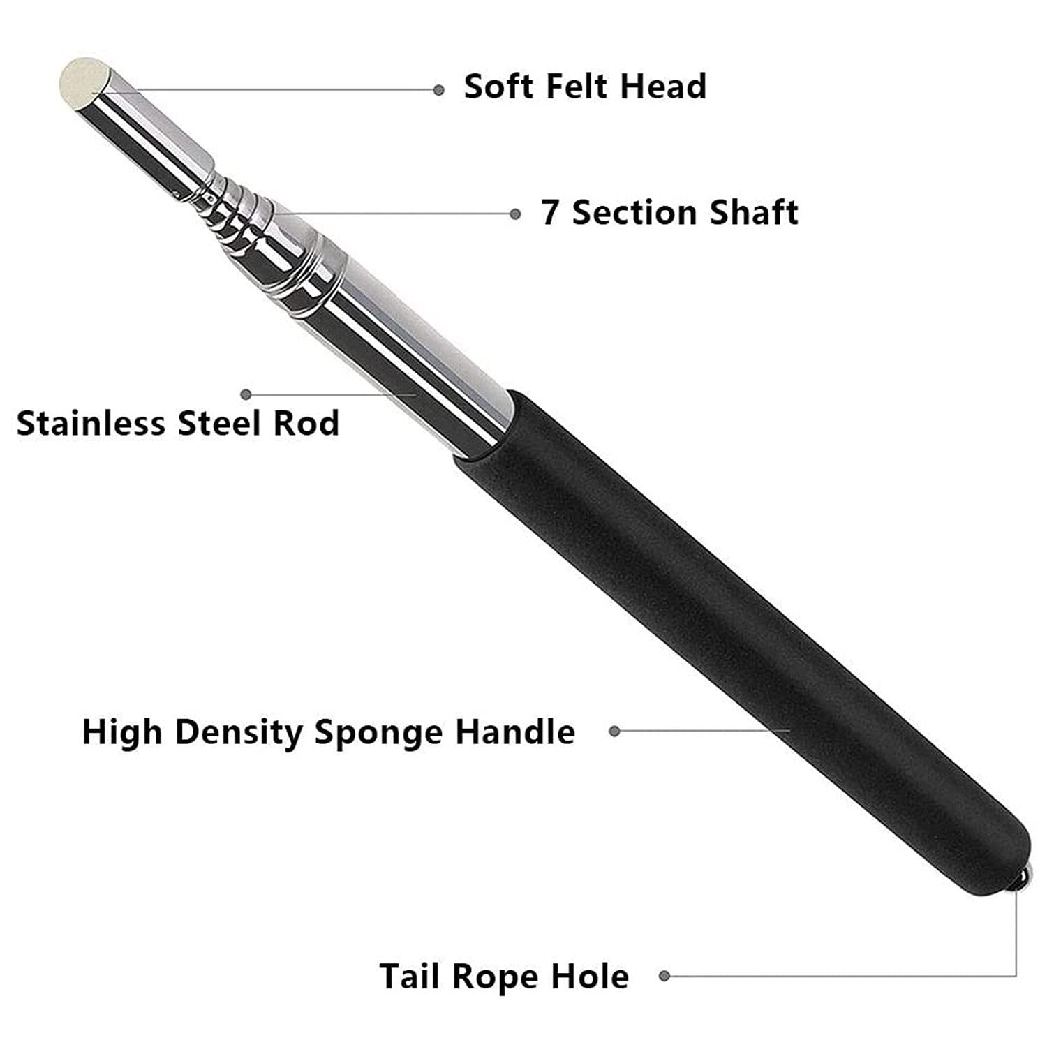 VOVIGGOL Telescopic Teacher Pointer Stick with Hand Lanyard, Teaching Black