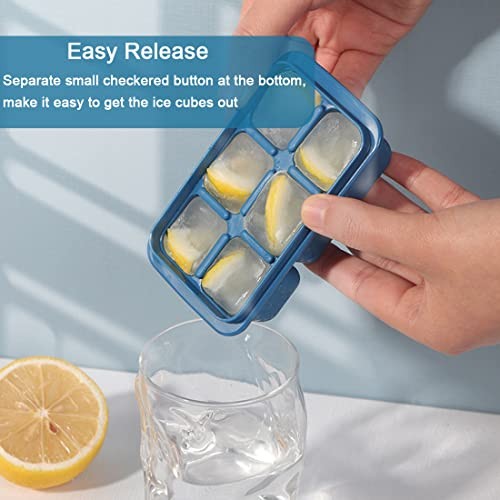Ice Cube Trays 2 Pack - Mini Size Silicone Ice Cube Molds with Removable Lids