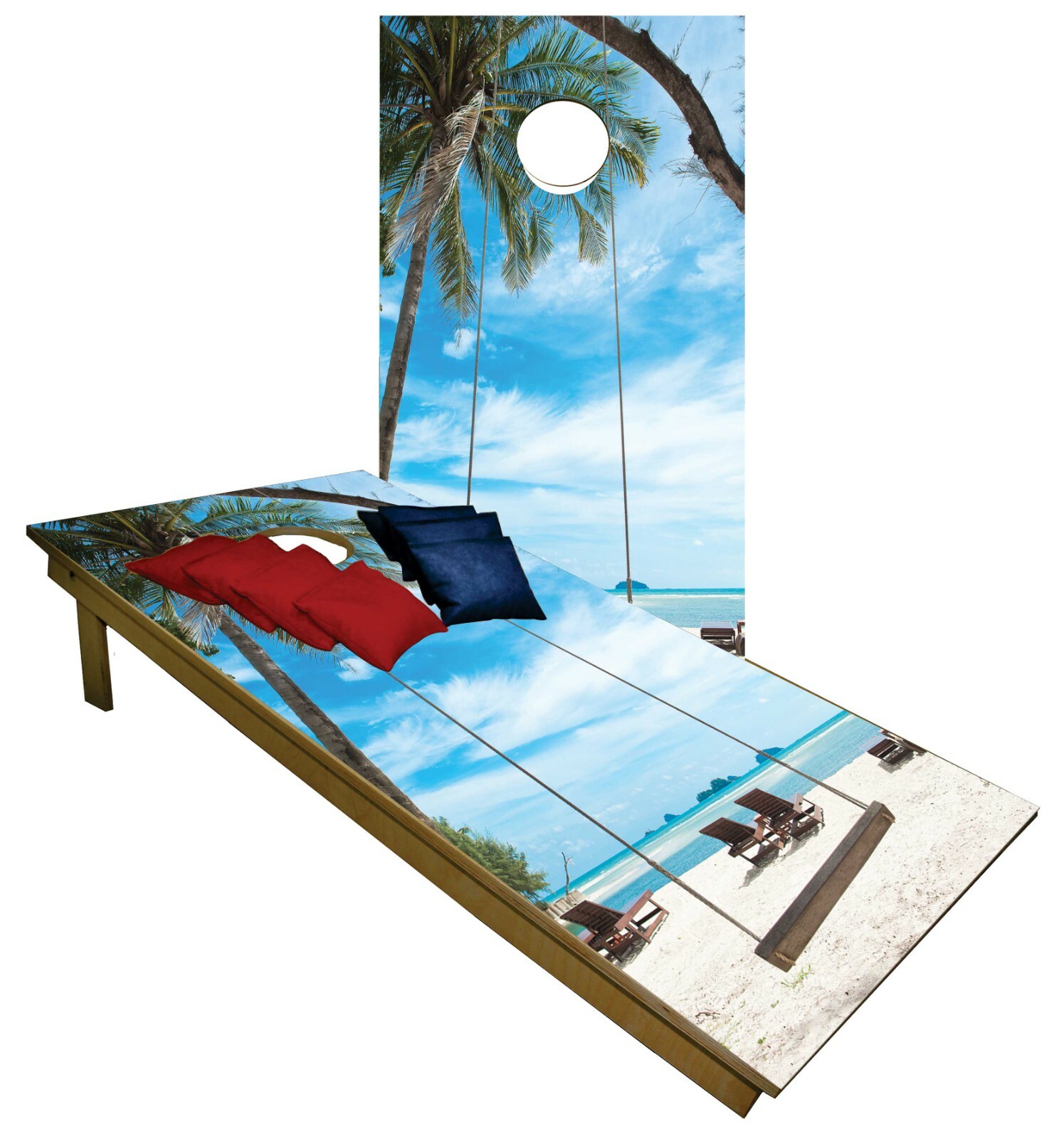 Beach Ocean Tropical Sea CORNHOLE BEANBAG TOSS GAME w Bags Game Boards Set