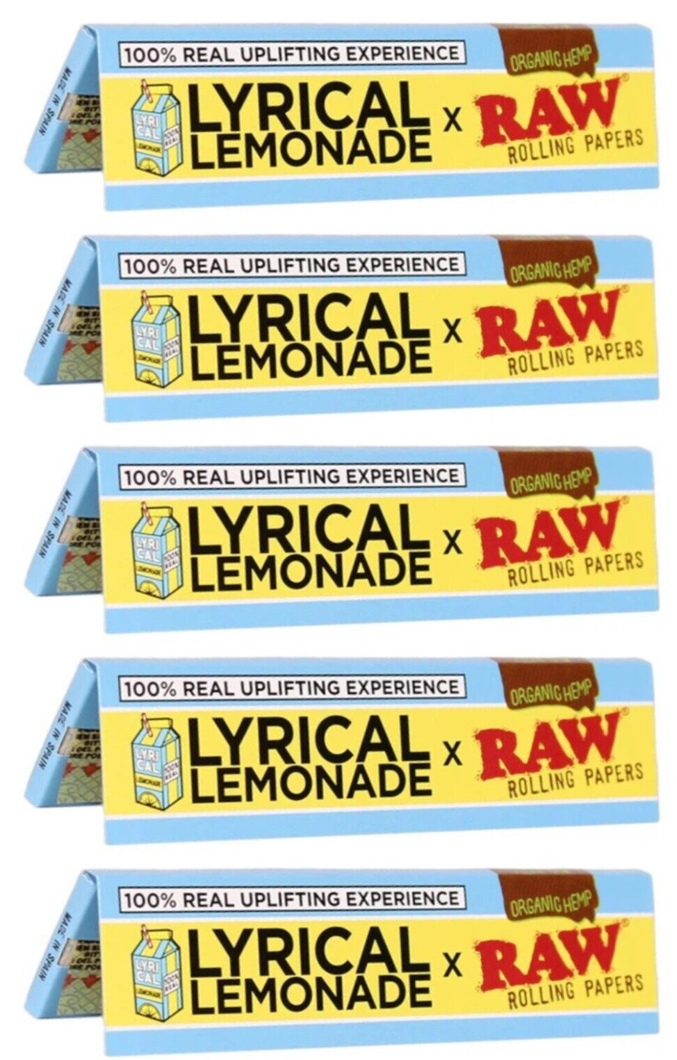 Raw Lyrical Lemonade King Size Rolling Papers 5 pks Discounts! FREE USA SHIPPING