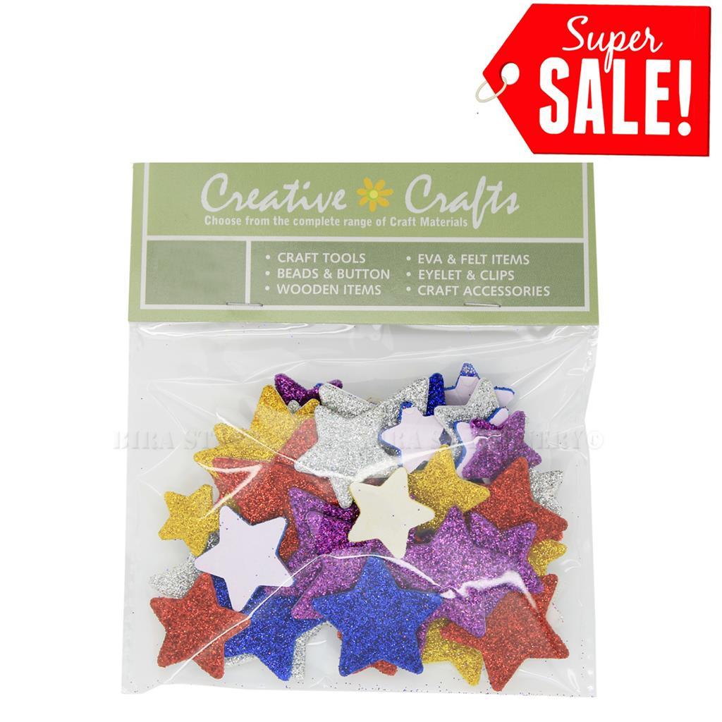 Foam Glitter adhesive Multi Color Stars 50pcs For Scrapbooking School DIY Craft