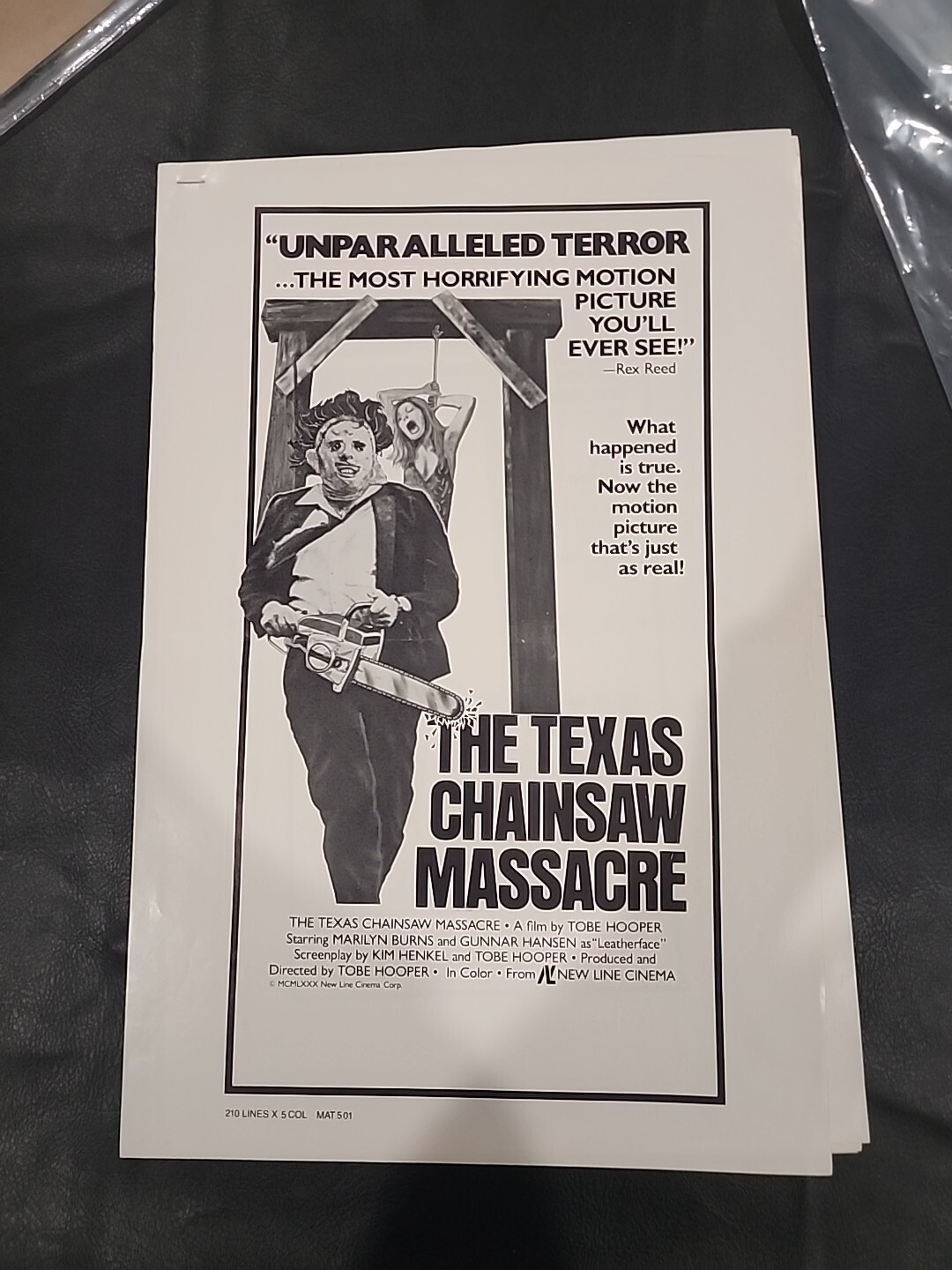 Texas Chainsaw Massacre Newspaper Ads Proofs New Line Rare Look