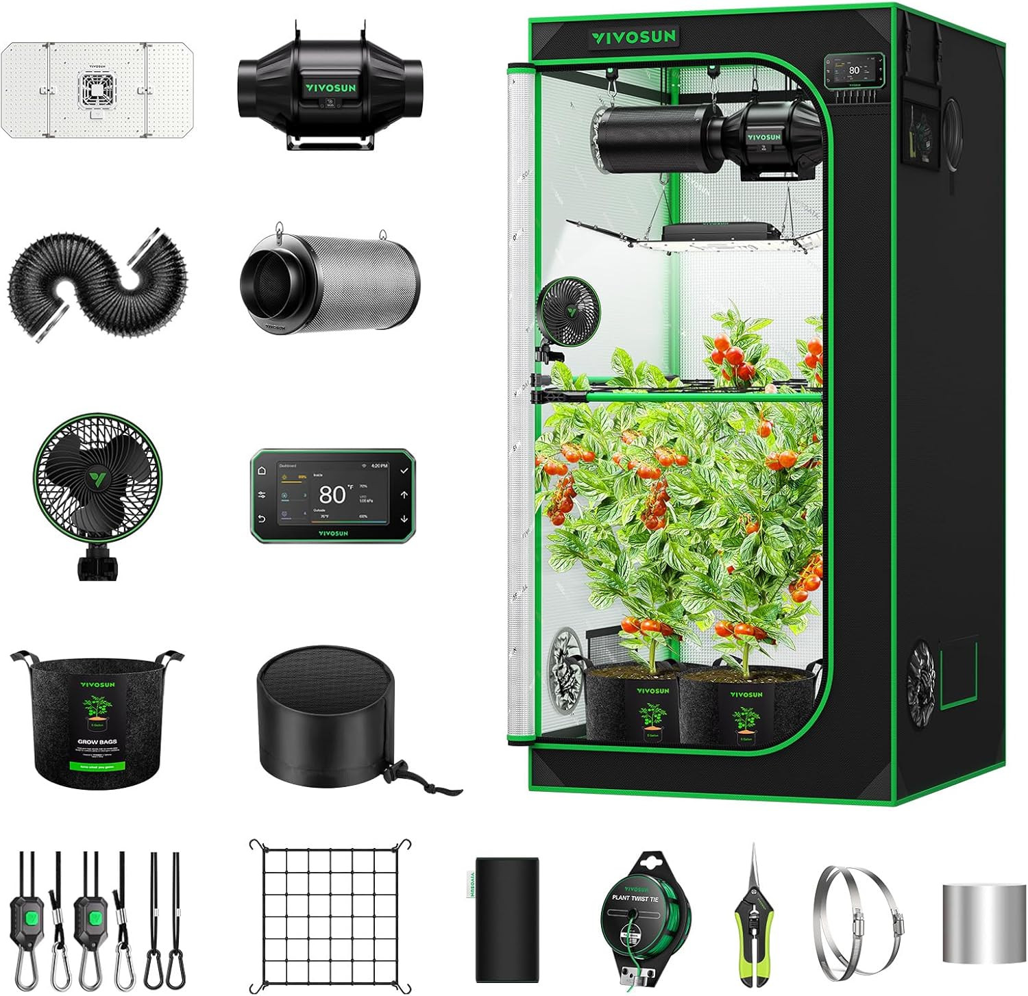 Smart Pro Grow Tent Kit Plus, 3 × 3Ft 3-Plant Kit, Wifi-Integrated Automatic Con