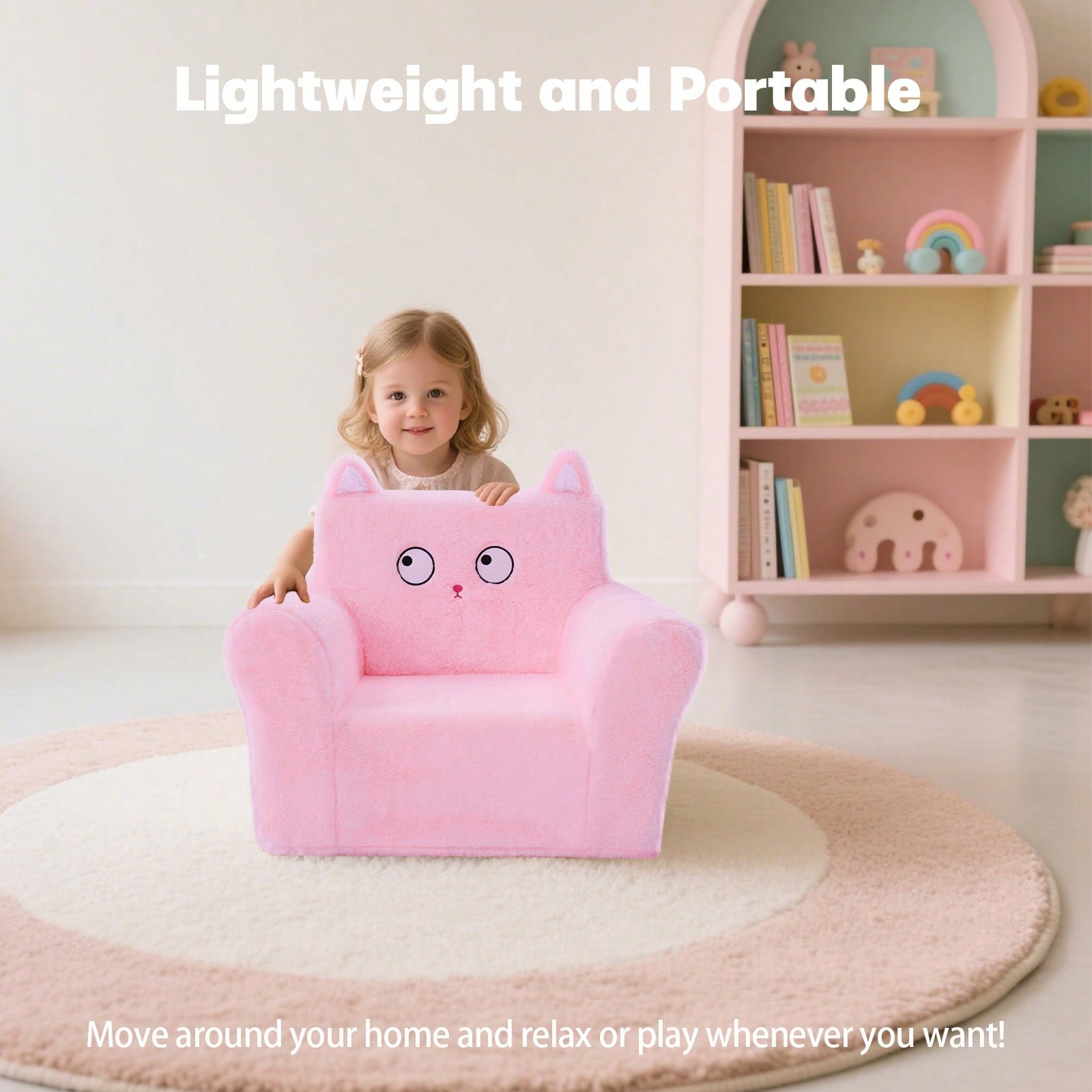 Square Toddller Chair, Comfy Foam Kids Armchair With Reading And Relaxation-FGQ