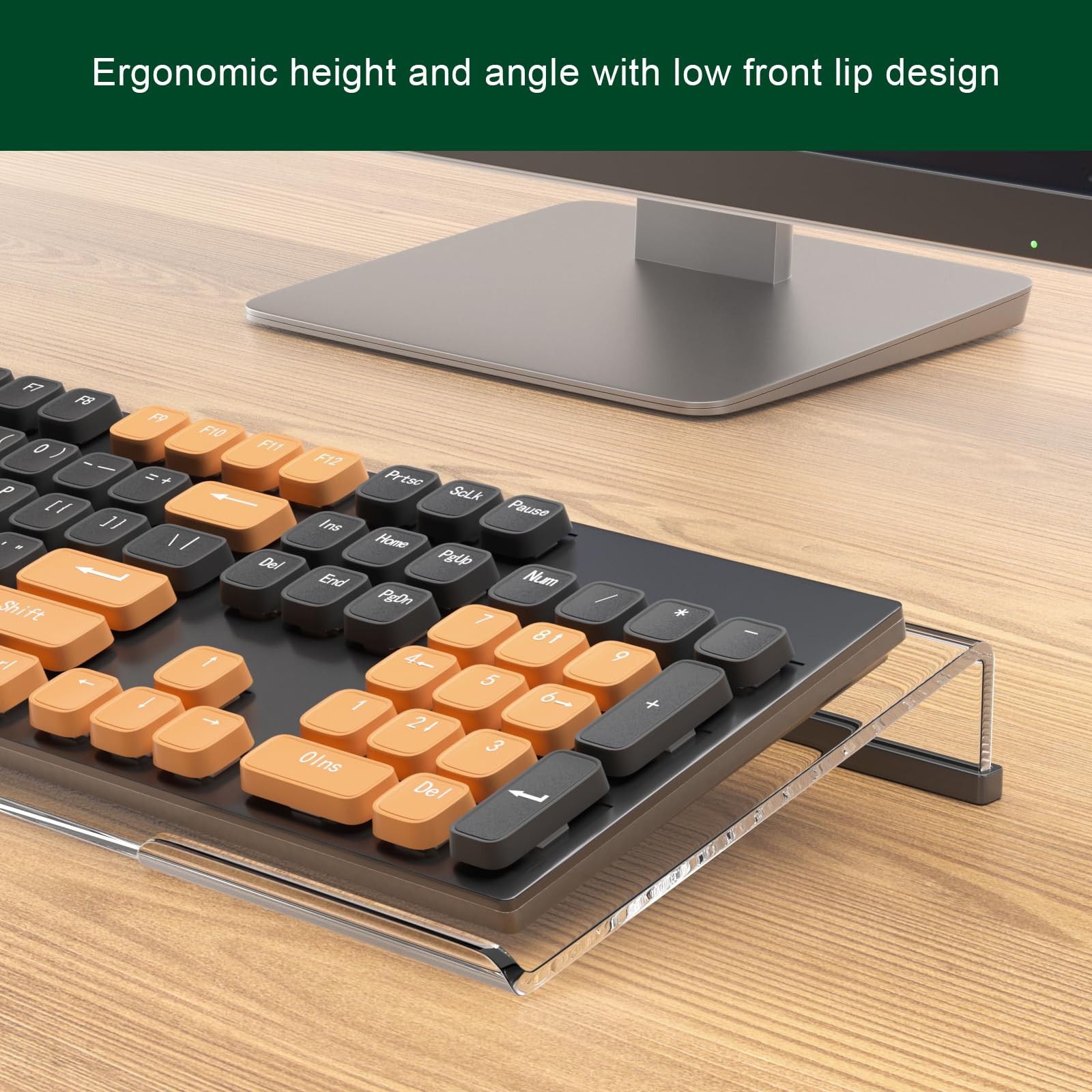 2 PCS Acrylic Computer Keyboard Stand Ergonomic Desktop Riser Clear Holder