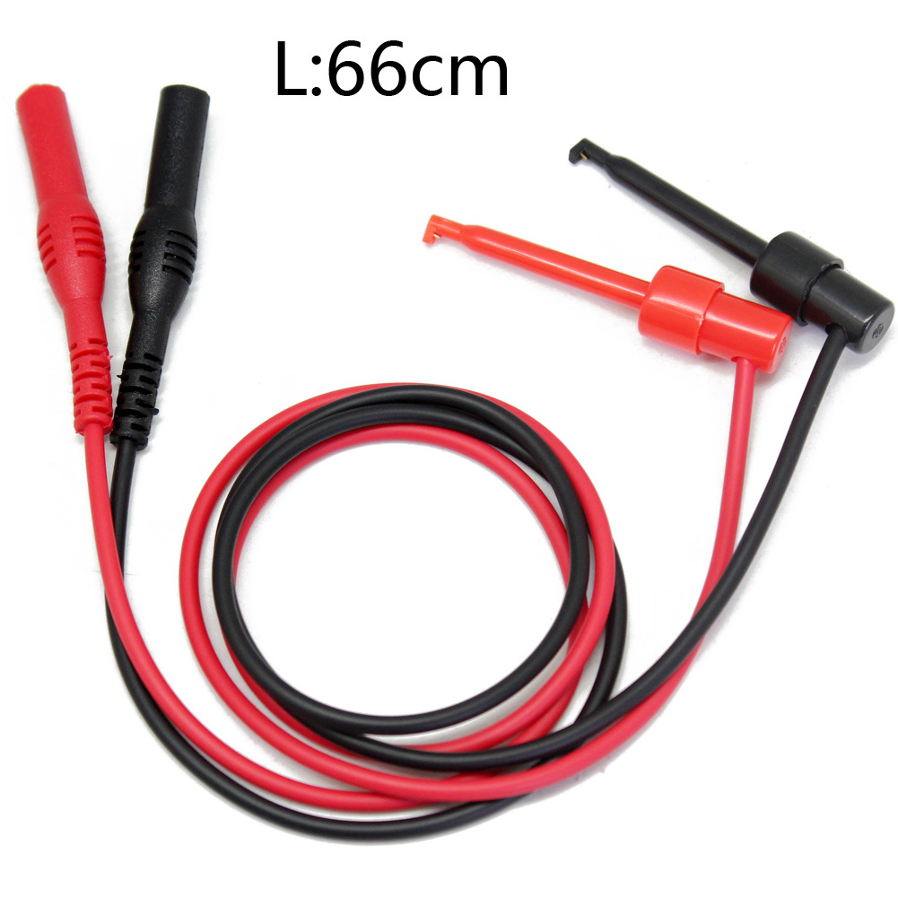 2 Pair AideTek Mini-hooks mini-grabber with 0.16 inch banana plug tip test leads