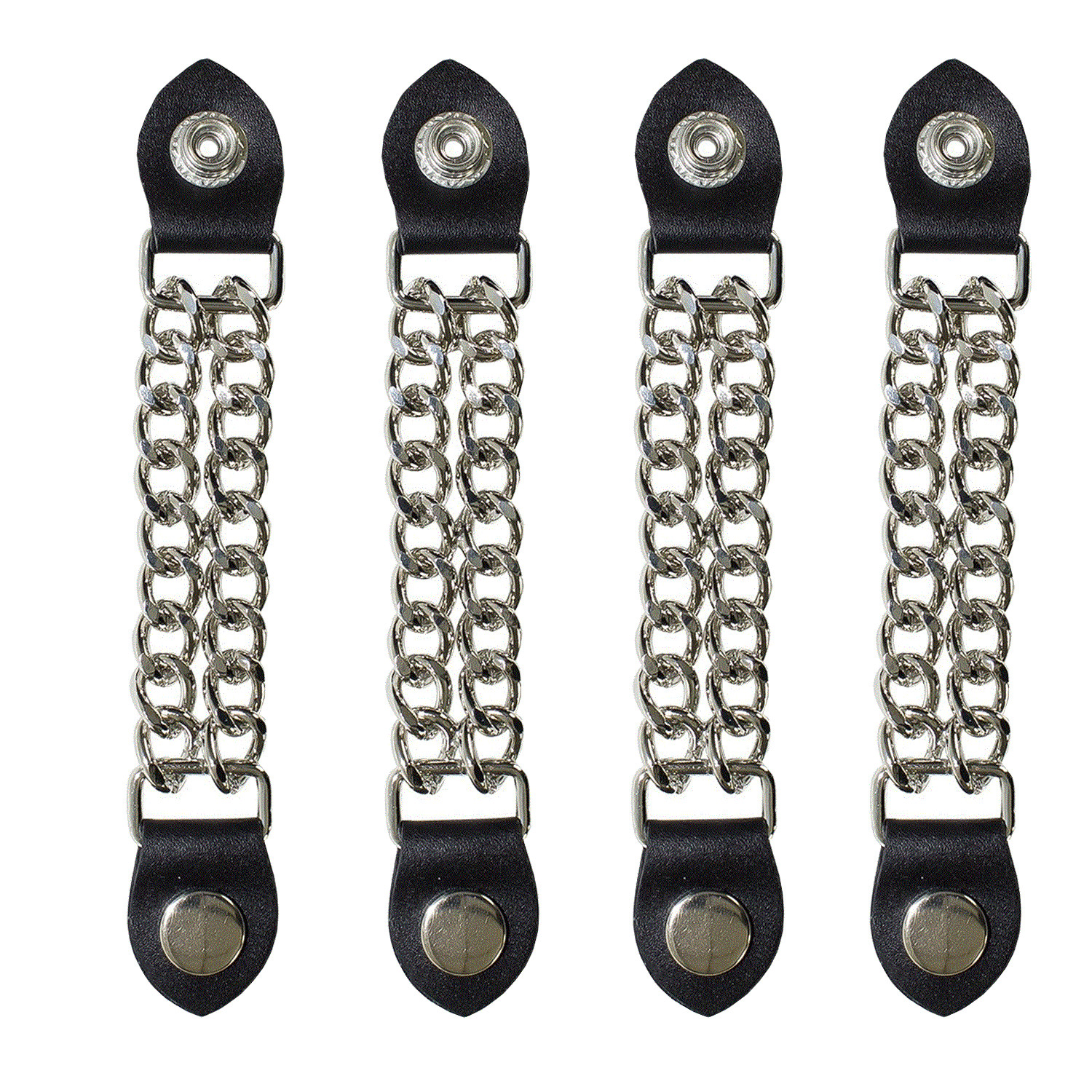 4 pc 6 1/2 Inch Motorcycle Vest Extenders Biker Plain 4 Inch Chain Chrome