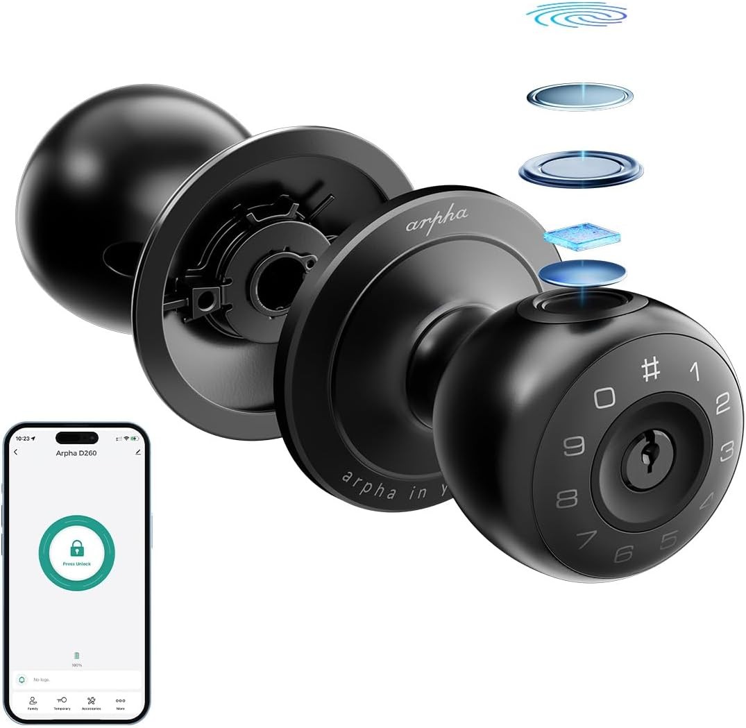ARPHA Smart Entry Door Knob Keyless Anti-Peep Password Keypad Handle Fingerprint