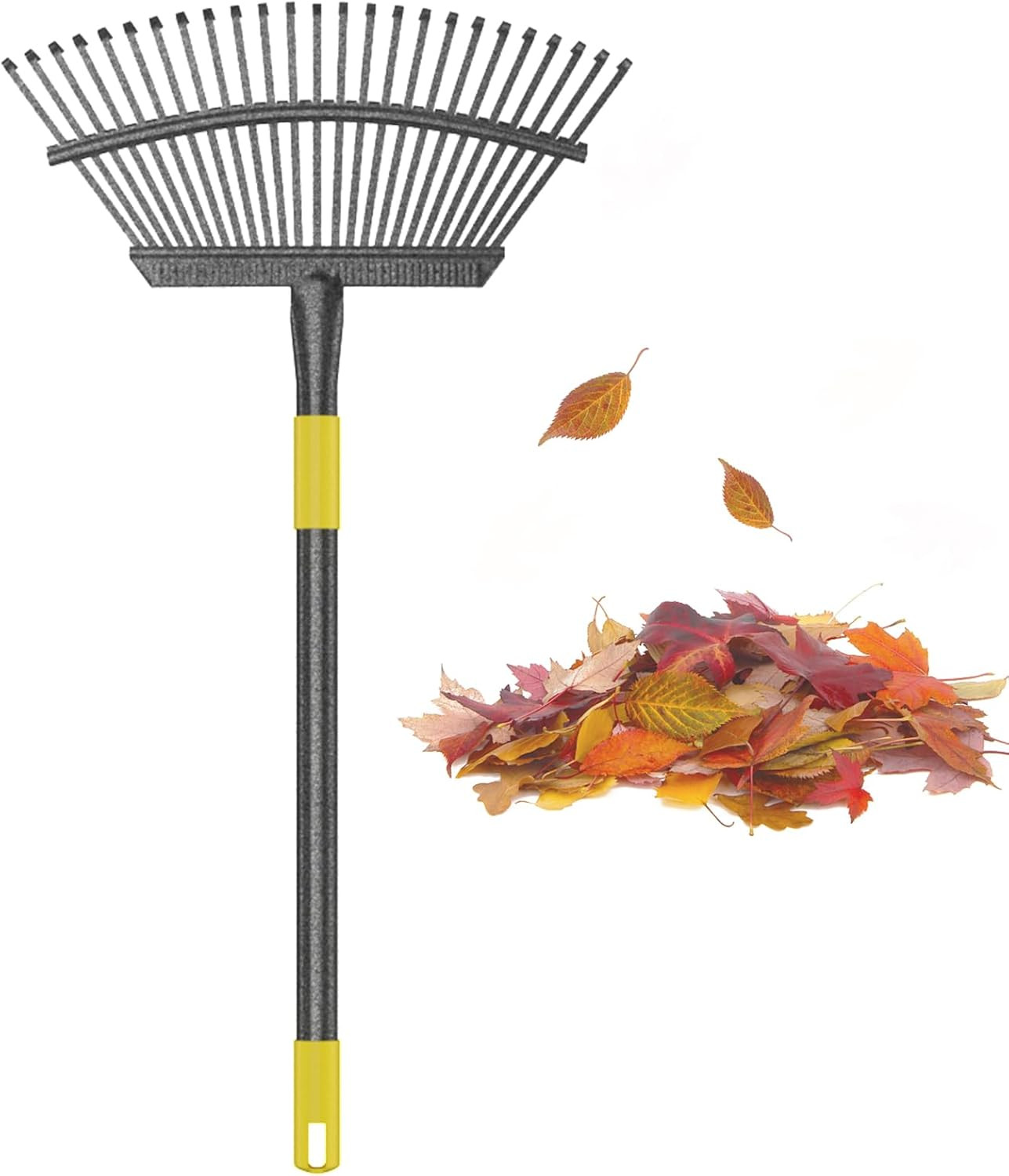 Leaf Rake, 30-61 Inch Garden Rakes for Leaves Heavy Duty Long Handle, 25 Tines 1