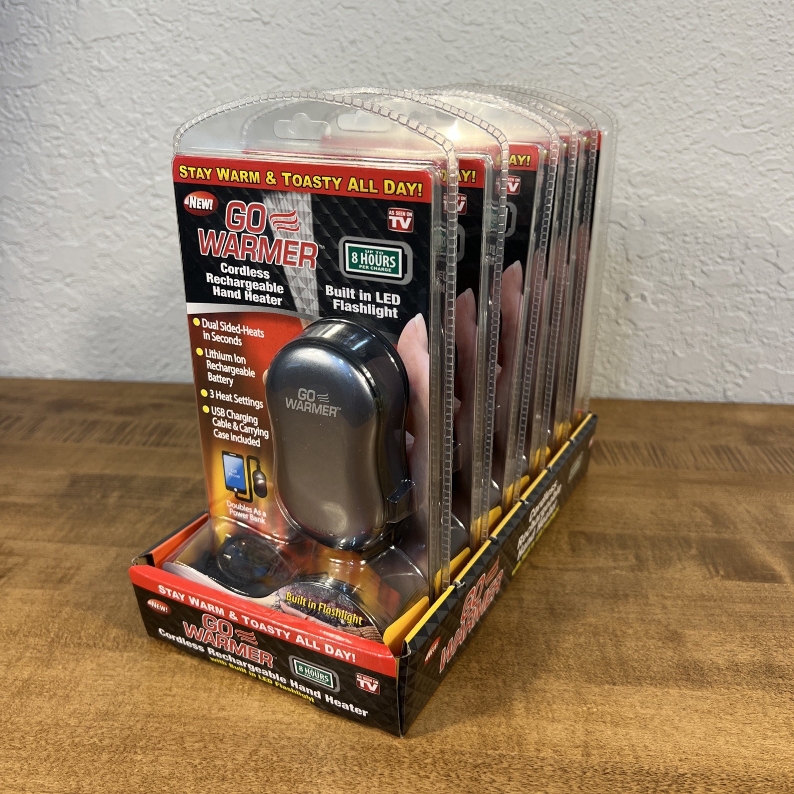 Lot Of 6 GO WARMER Cordless Rechargeable Hand Heater & Power Bank & LED Light