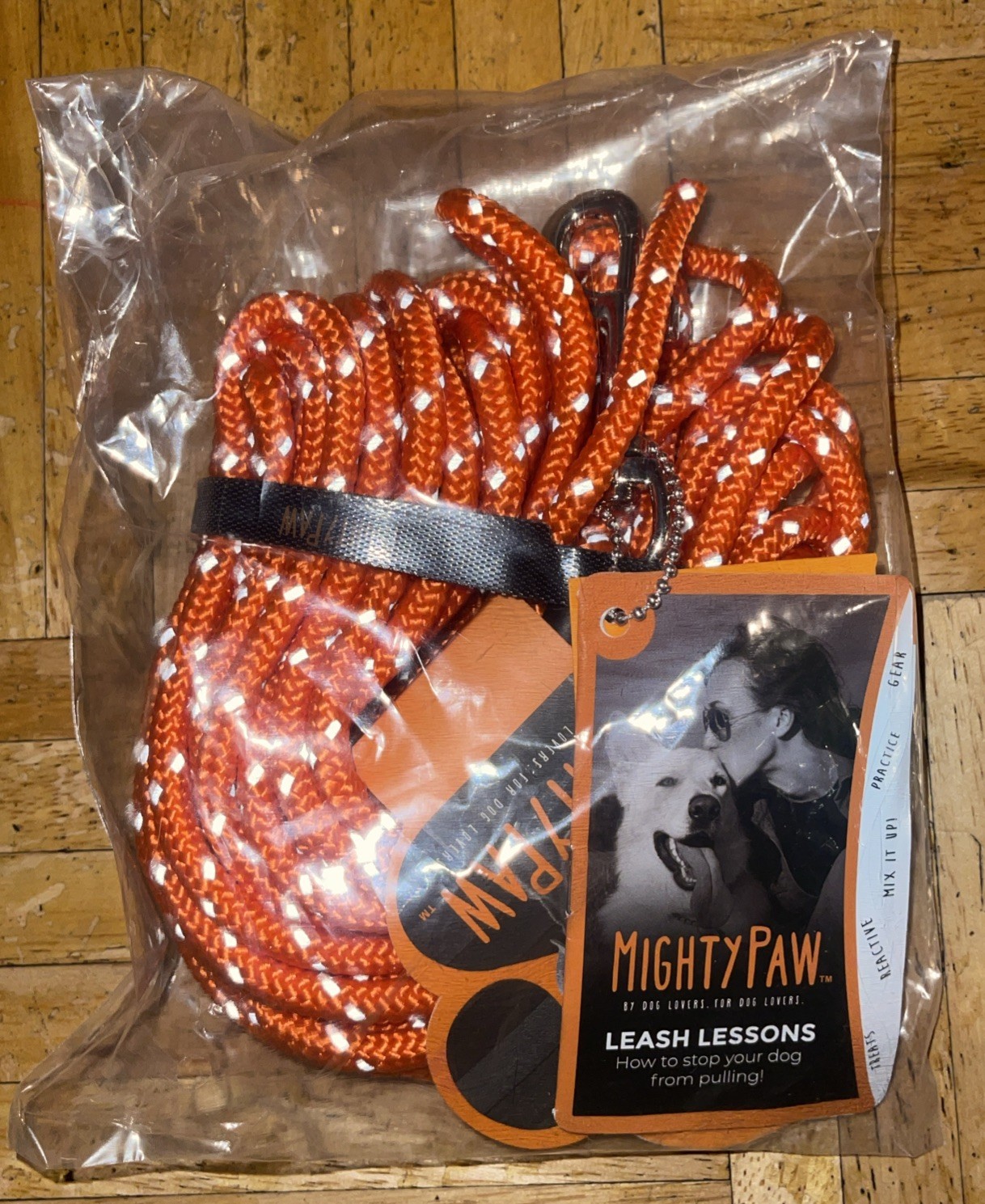Mighty Paw 30' Long Rope Leash Check Cord- Orange
