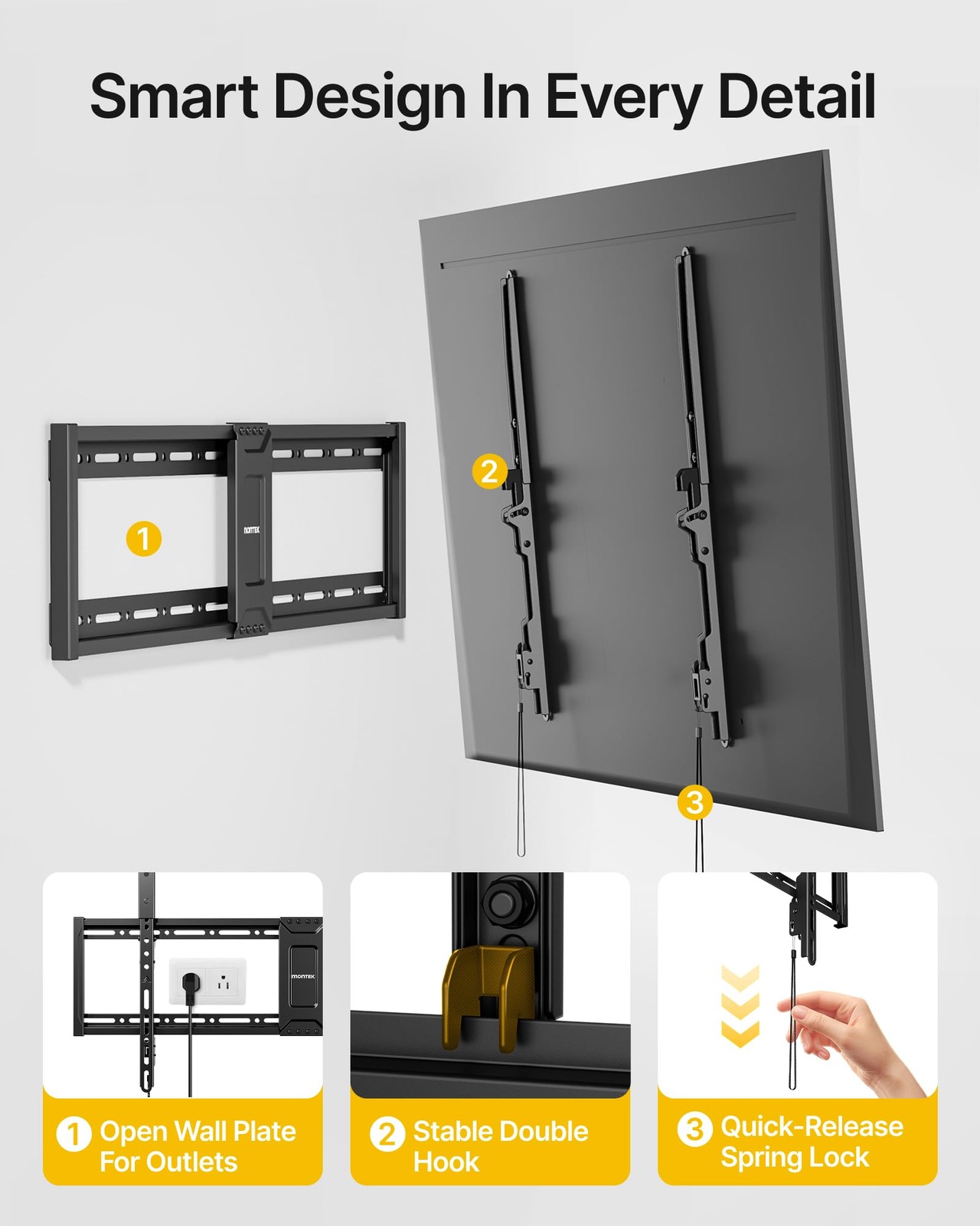 Heavy Duty Fixed TV Wall Mount for 43–100 Inch TVs up to 200 lbs, 1.2" Ultra ...