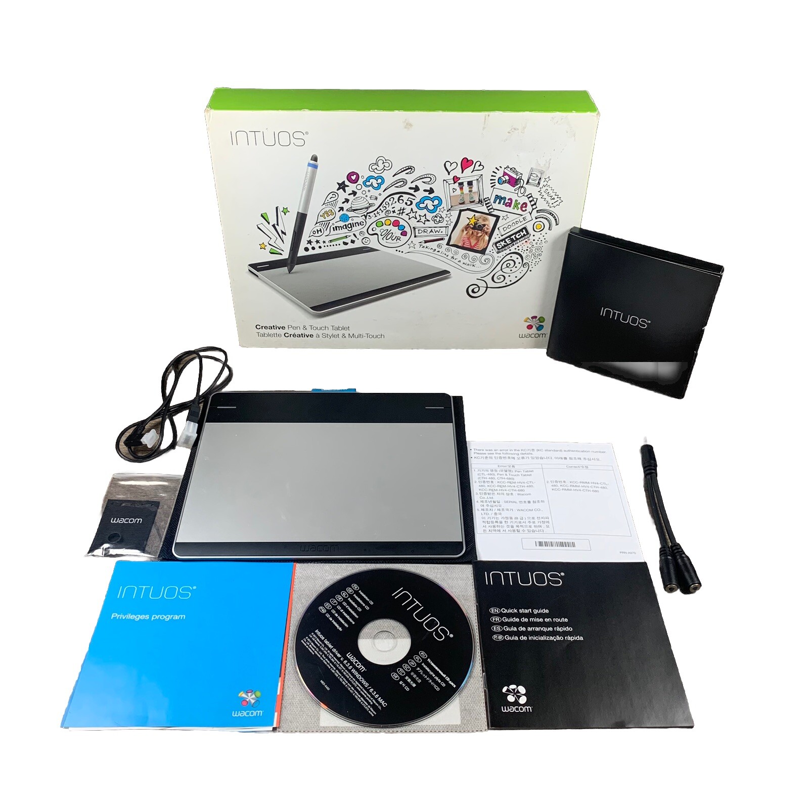 READ DESCRIPTION WACOM Intuos CTH-480 Touch Small Tablet Silver MISSING PARTS