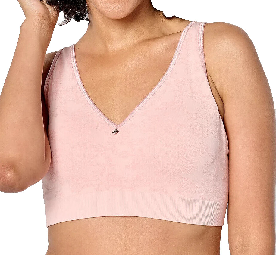 Breezies~Floral Jacquard Wirefree T-Shirt Bra~36B~Pink~A648378~Foam Cups 9828