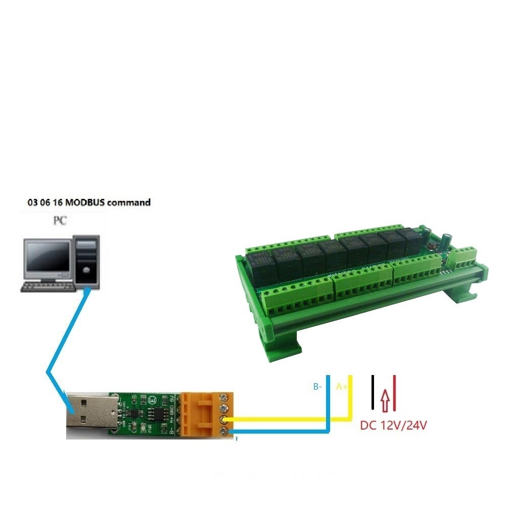 R4A8H08 8DO 4DI 8AI RS485 Modbus RTU Multifunction Relay Module PLC IO Expanding