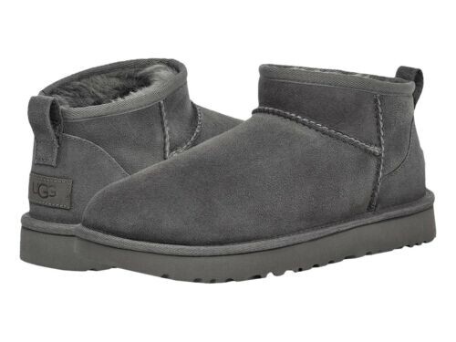 Women's UGG CLASSIC ULTRA MINI Sheepskin Ankle Boots 1116109 GREY SIZE 9