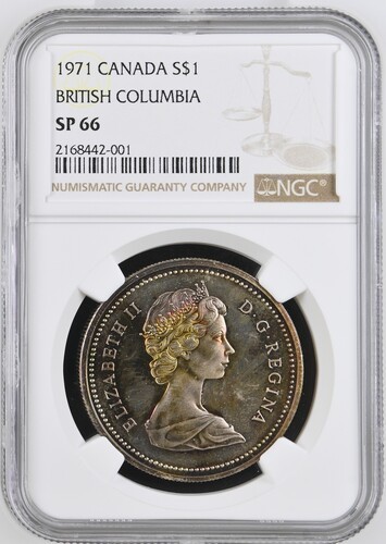 1971 CANADA BRITISH COLUMBIA S$1 NGC SP 66 Certified Coin