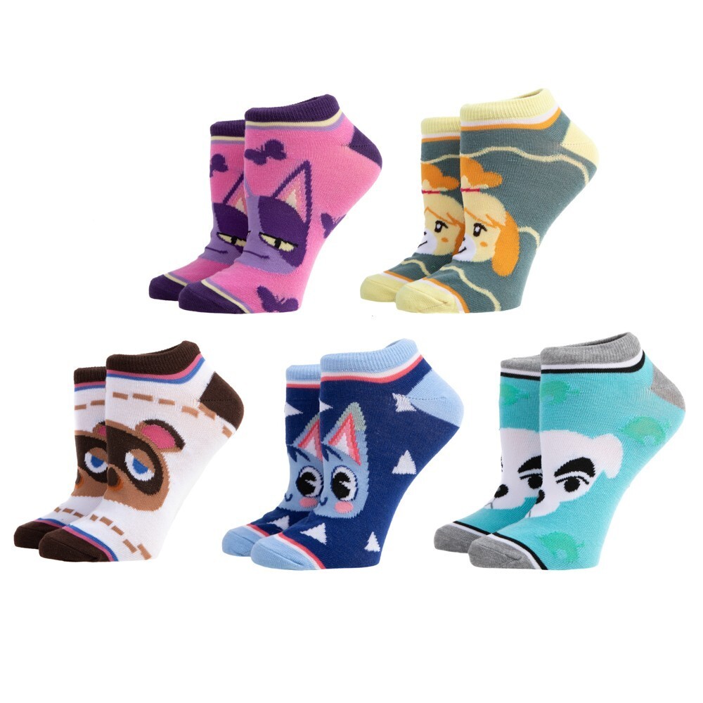 Animal Crossing Character Heads Game 5 Pack of Ankle Socks XS95GWNAC