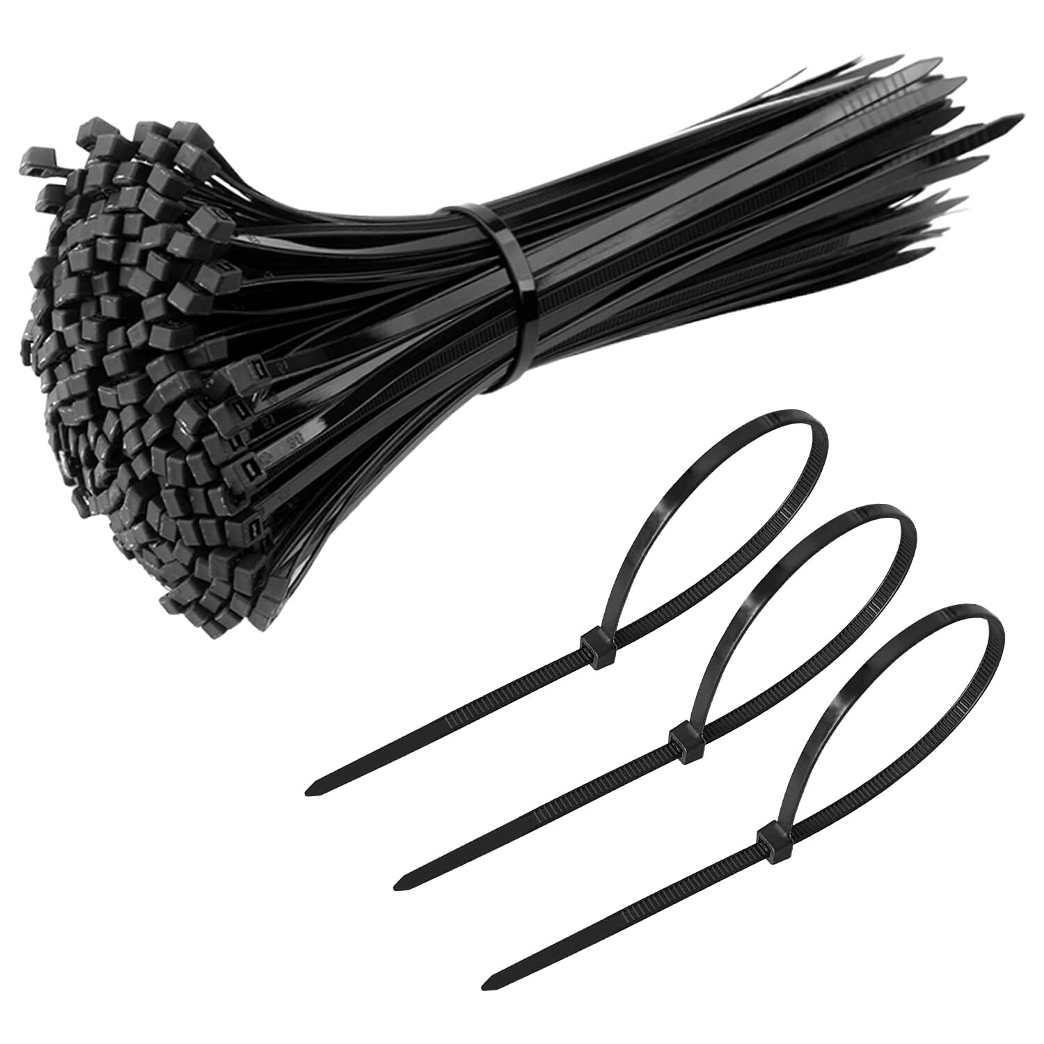 7.5" Black Zip Ties Cable Nylon Wrap 50 lbs Tensile Strength (500 Pack)