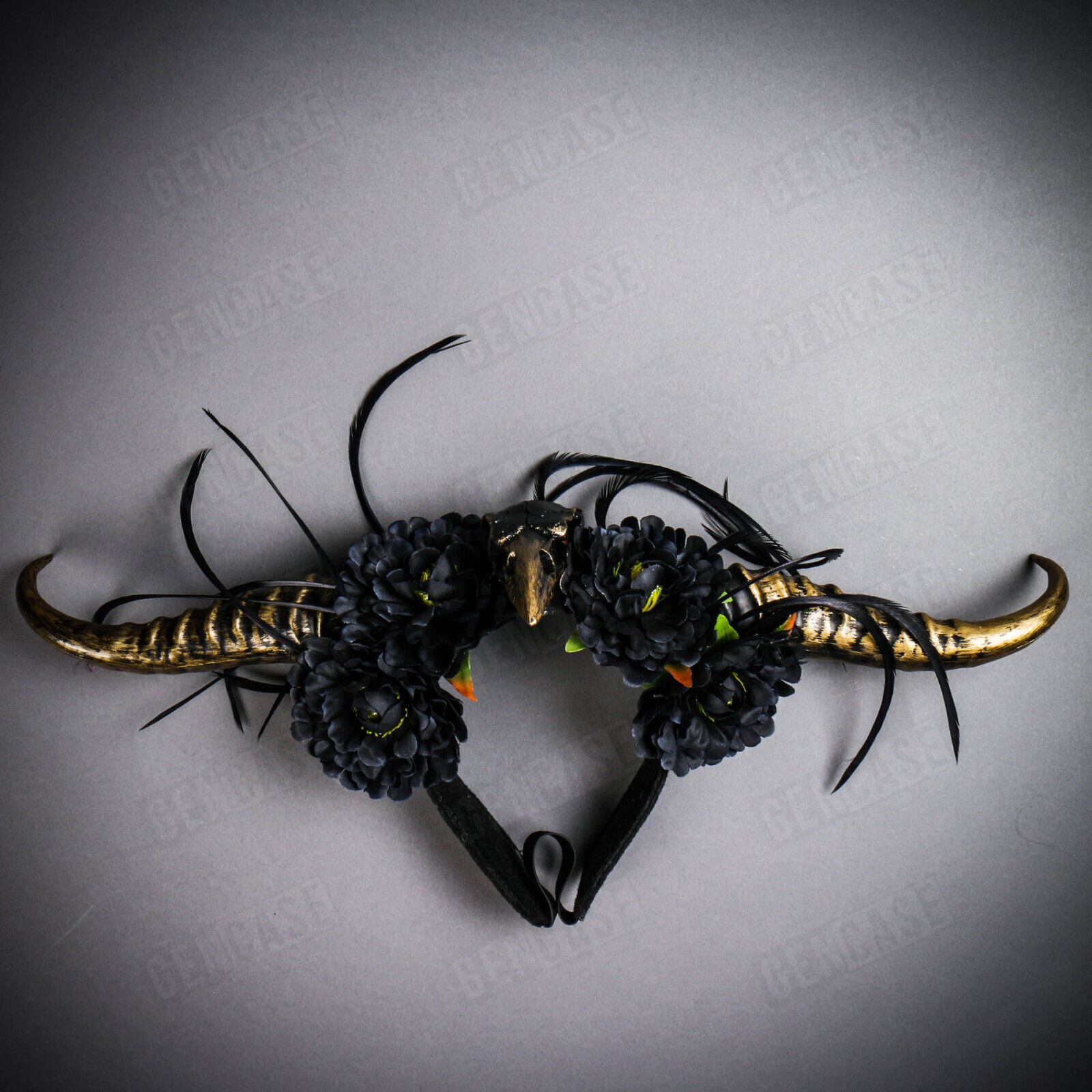 Women Black Gold Fairy Demon Maleficent Raven Skull Horns Headband Headgear NEW