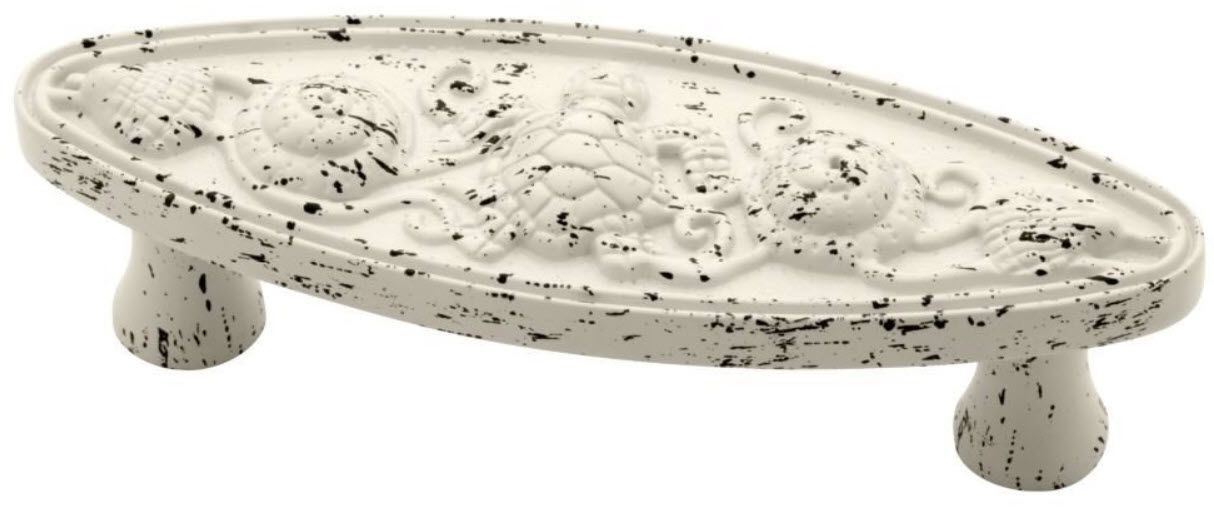 3" SeaSide Cottage Oval Seaside Pull Vintage Antique White
