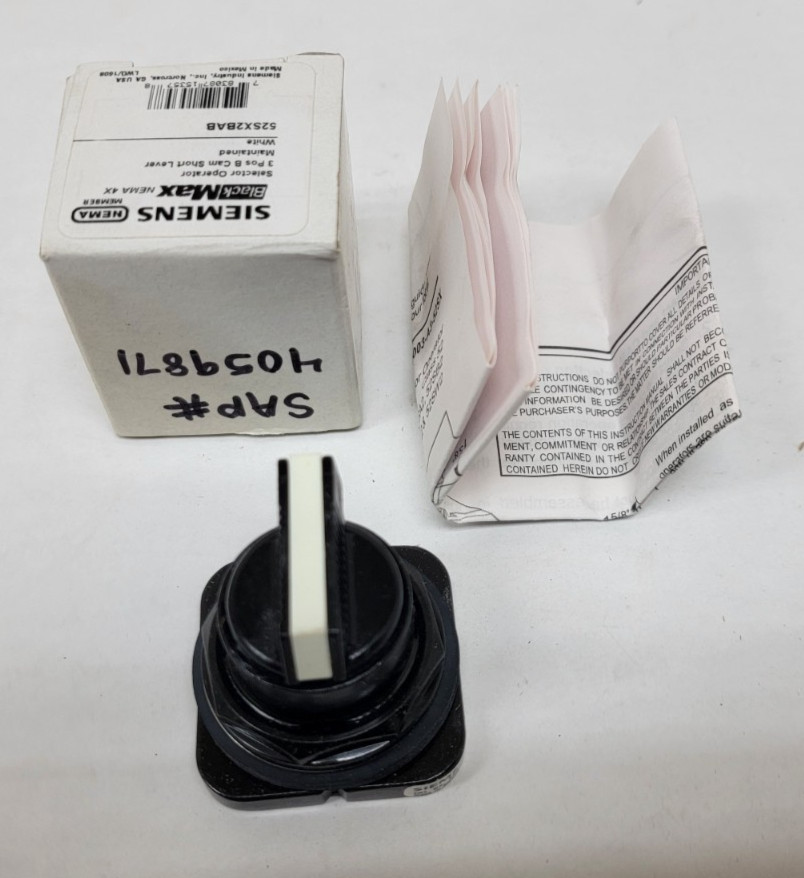 SIEMENS 52SX2BAB Selector Switch: 30 mm Panel Mounting Size, 2 Positions