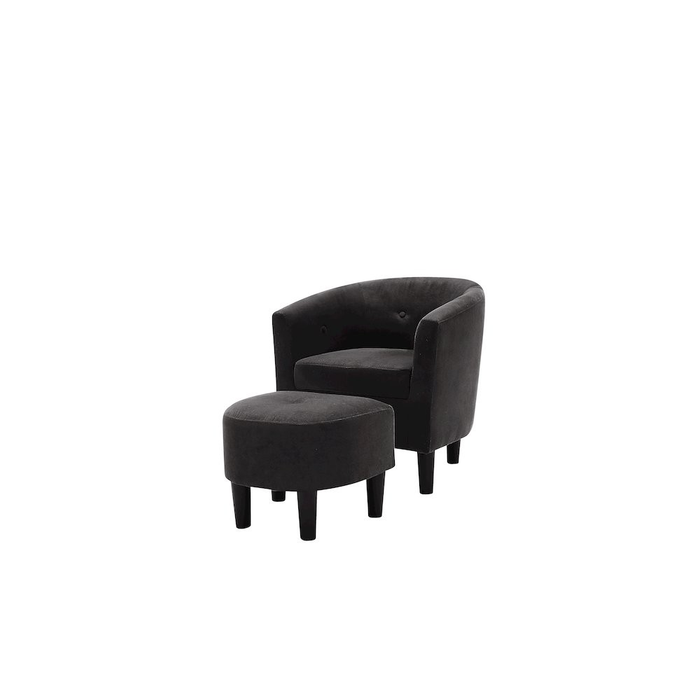 Devion Furniture Polyester Fabric Accent Chair with Ottoman in Dark Gray