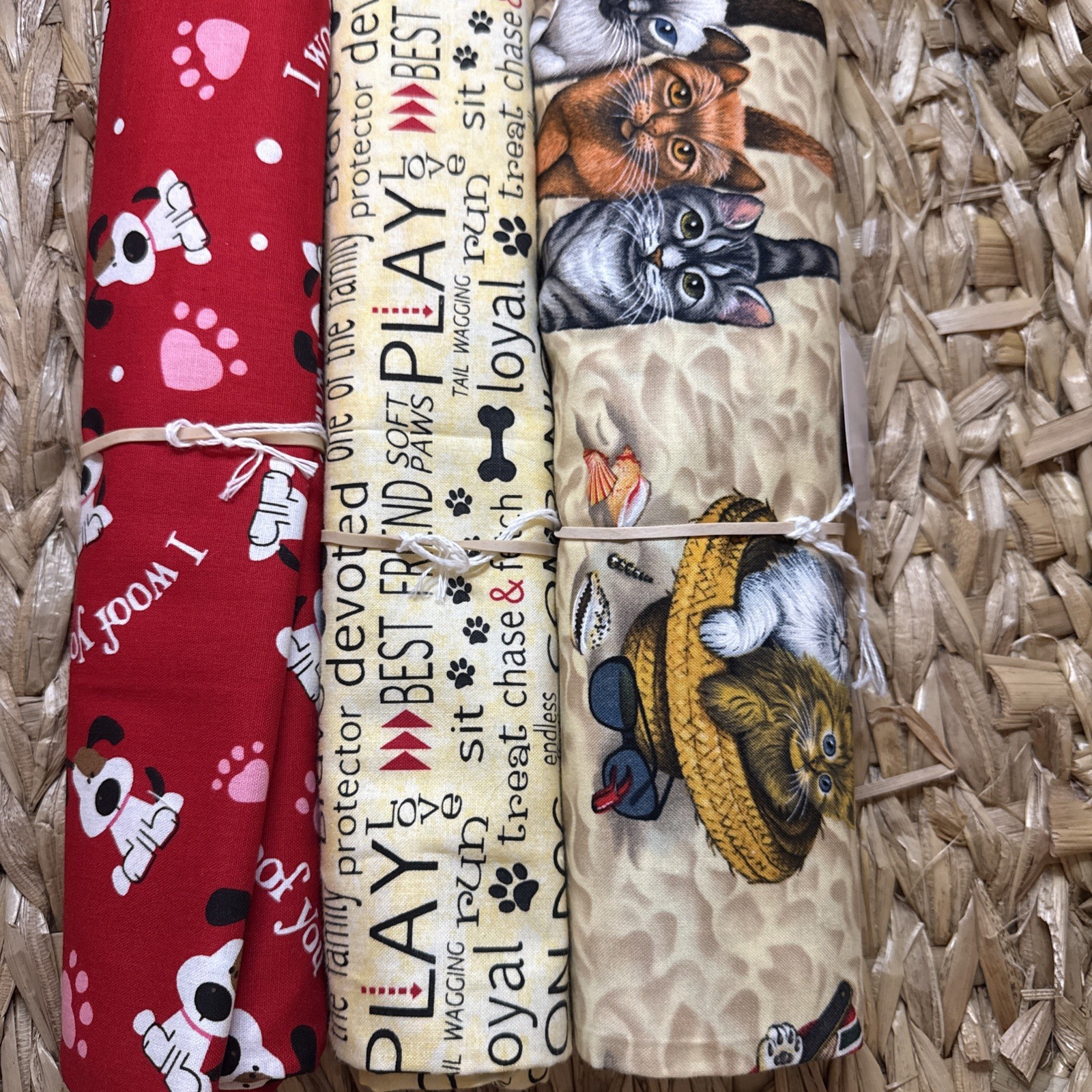 3 Yards Quilting/ Sewing Fabric Dogs And Cats Pattern