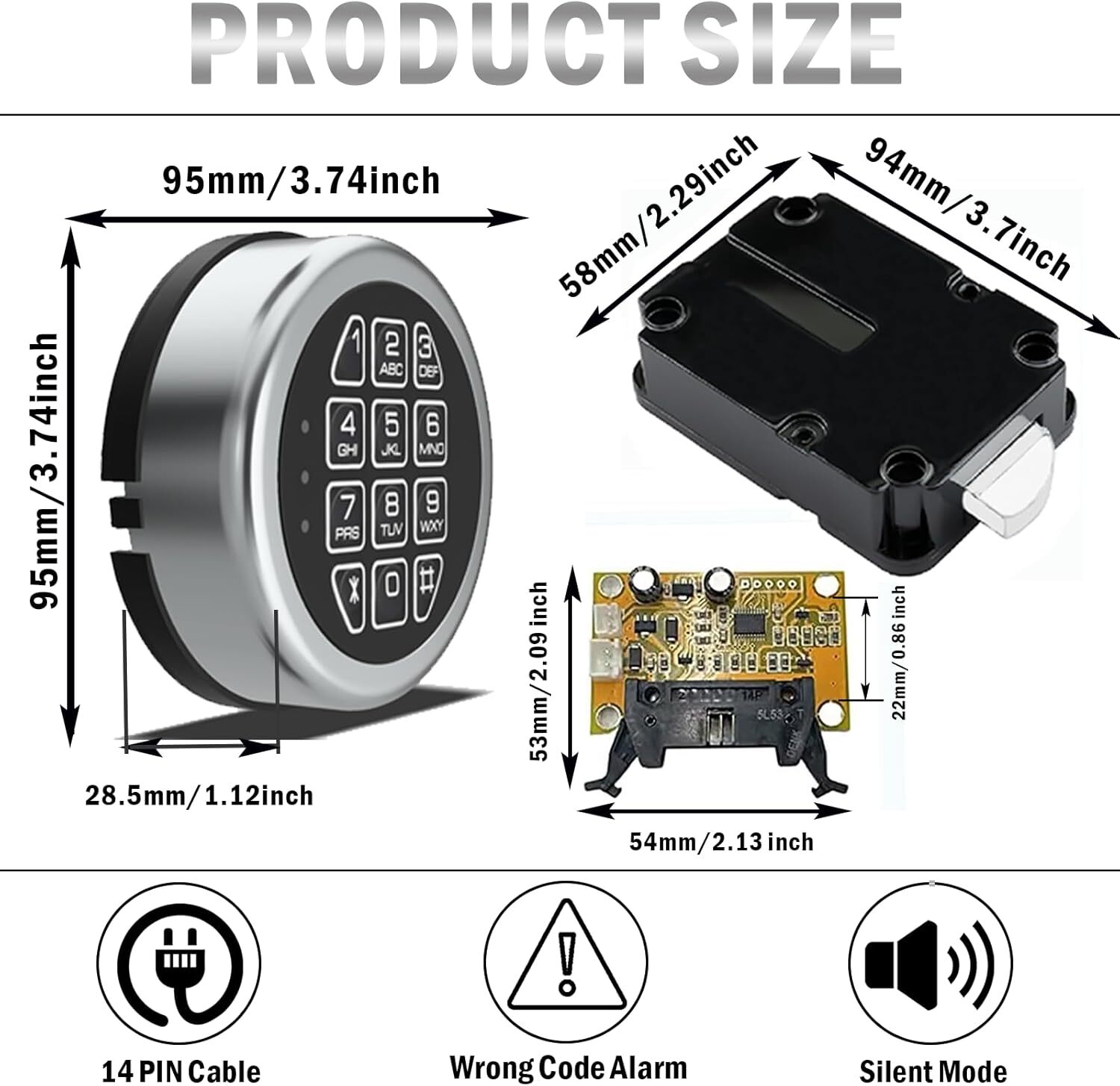 Gun Safe Lock Replacement Chrome Keypad Electronic Swingbolt Lock For Safe Box