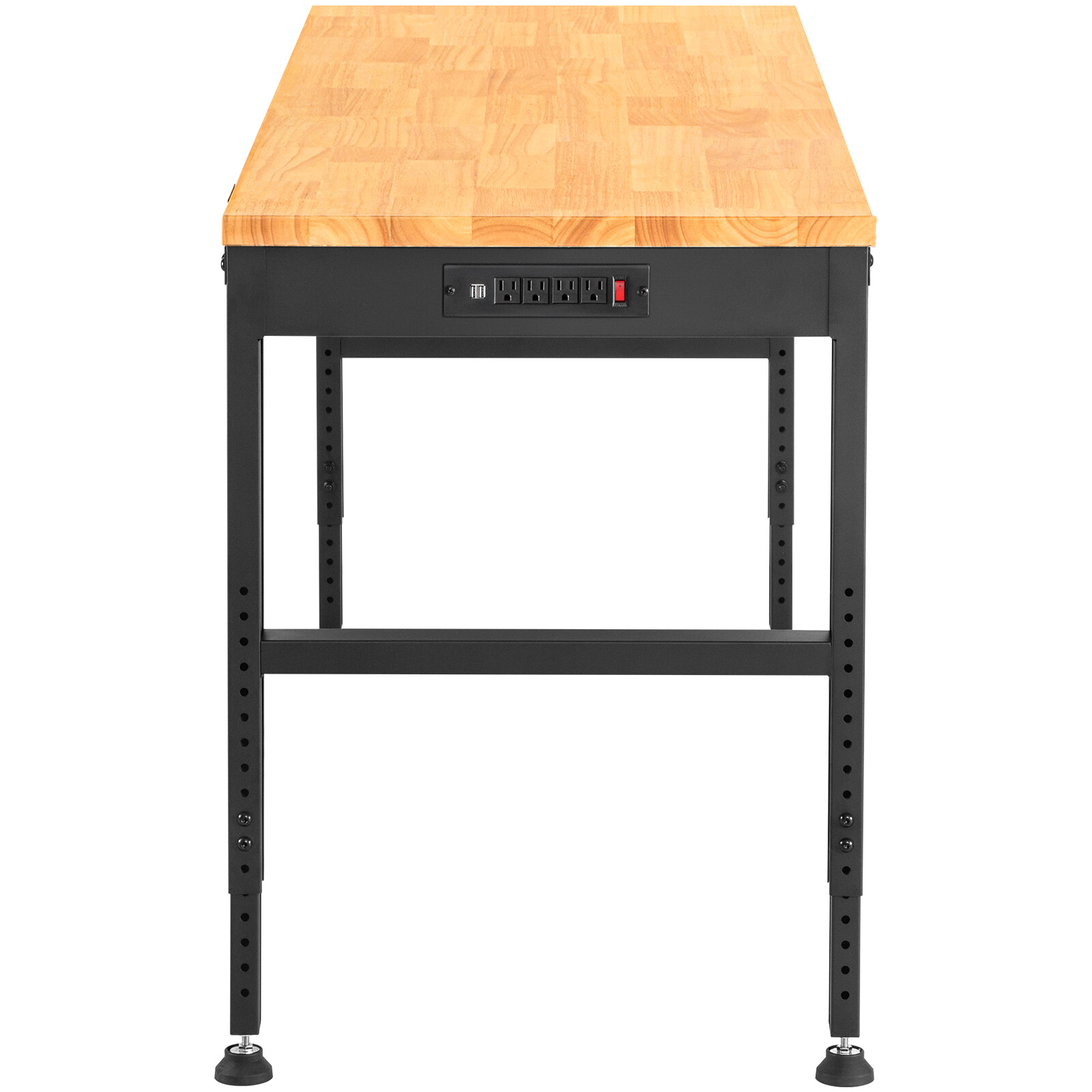 61"x 20" Adjustable Height Workbench 2000 lbs Oak Plank w/ Power Outlets 110V